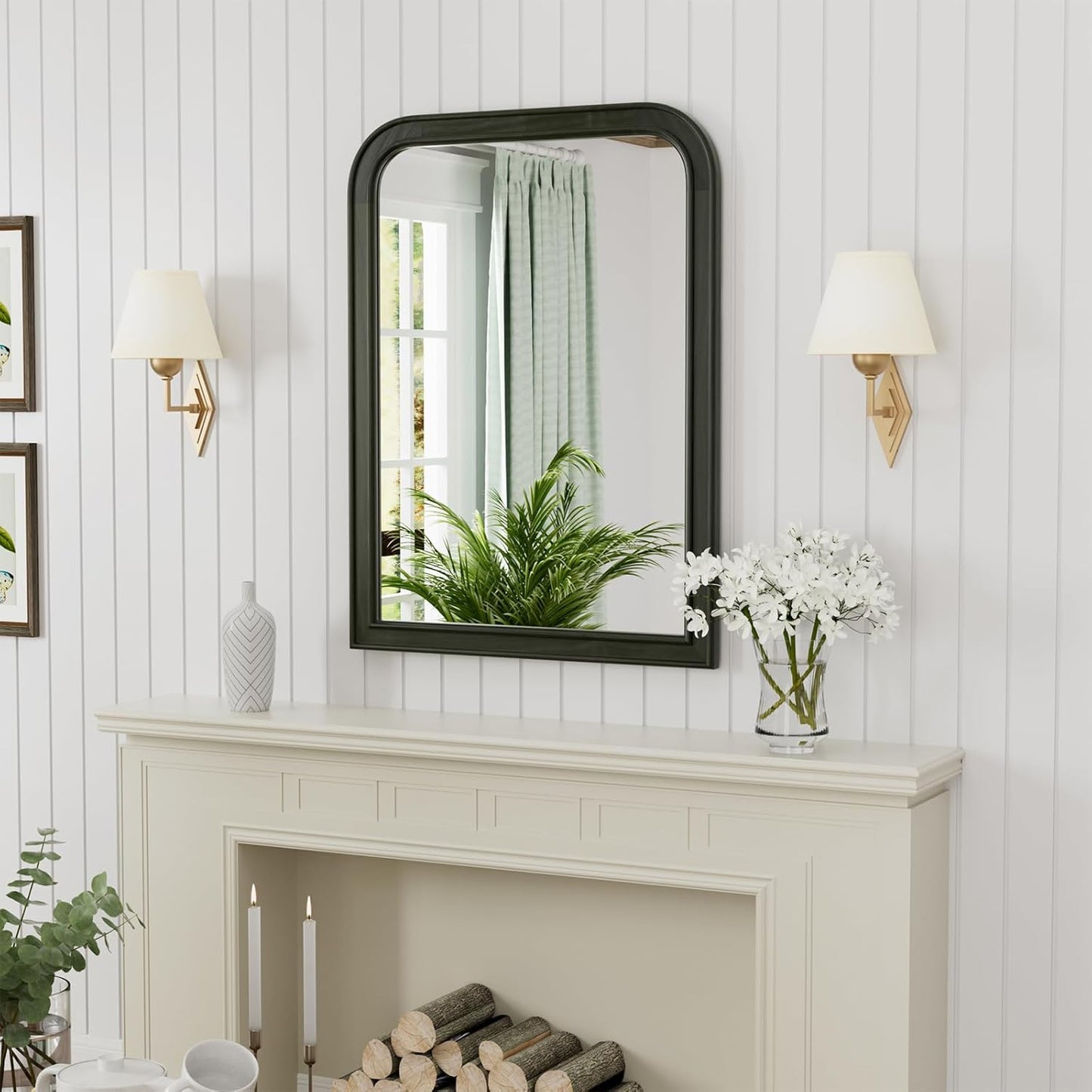 WallBeyond Wood Mirror for Wall Decor 18x24 Inch Small Bathroom Vanity Rectangle Mirror for Hallway Bedroom Living Room(Horizontal/Vertical Black)