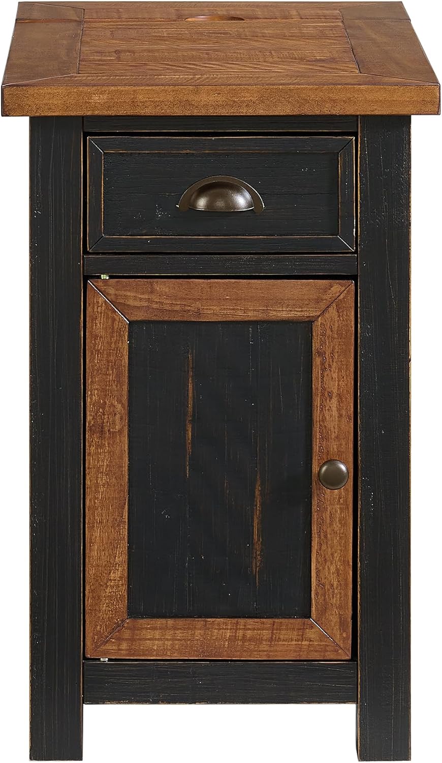 Martin Svensson Home Solid Wood Black and Honey Monterey Chairside End Table with Power and Storage