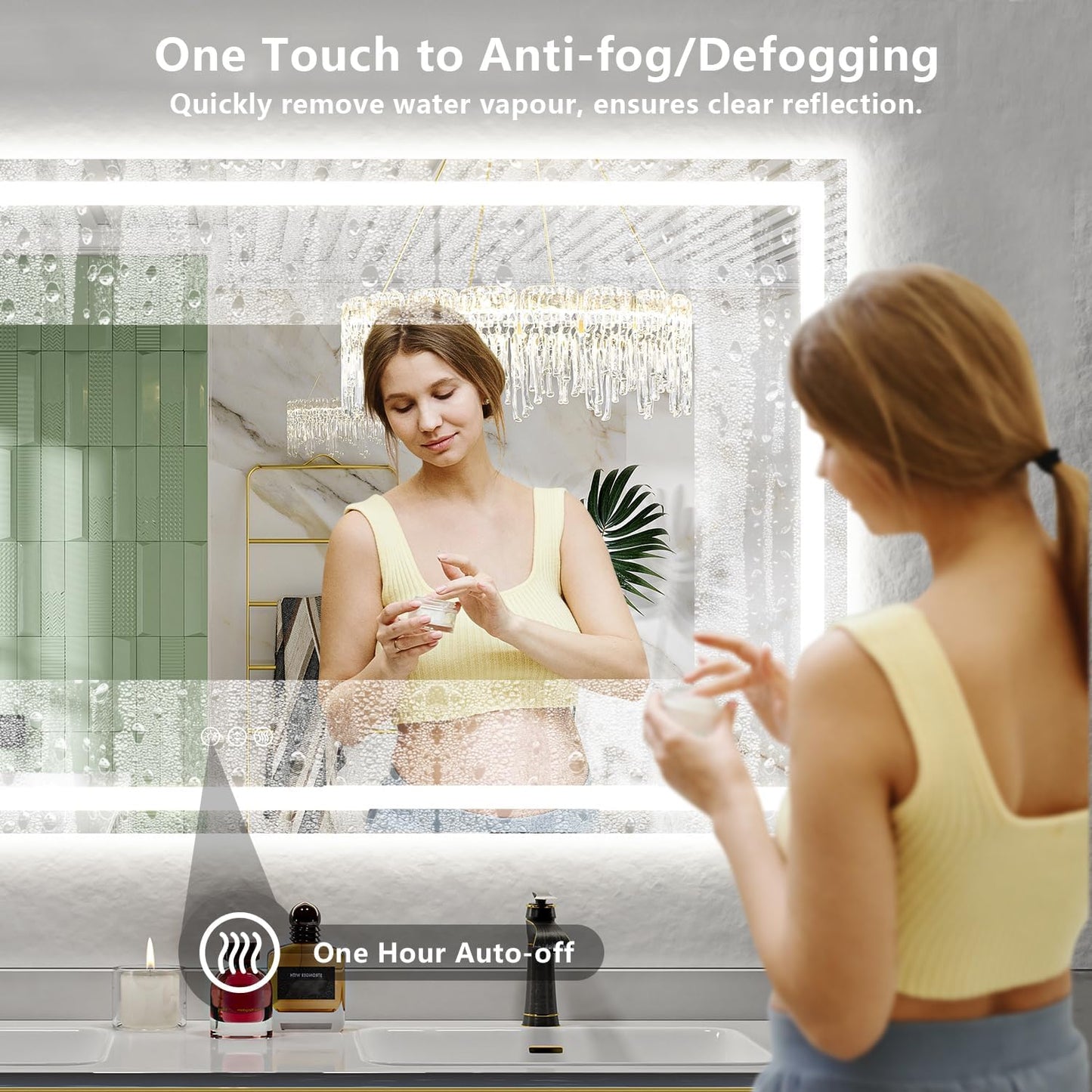 84x40 Inch LED Bathroom Mirror with Lights Front and Backlit Lighted Vanity Mirror for Bathroom Wall with 3 Colors Dimmable Anti-Fog Memory Shatter-Proof IP54 Waterproof Horizontal/Vertical