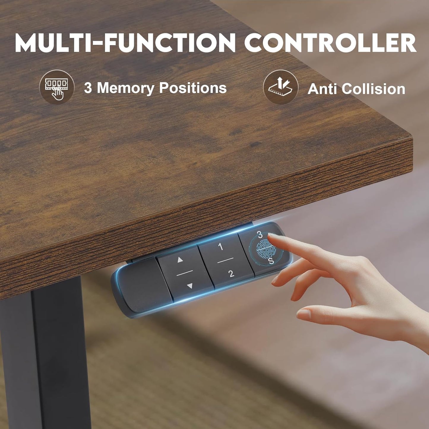 TOPSKY Electric L-Shaped Desk Frame, Height Adjustable, Dual Motor, 270lbs, Black Standing/Sitting 3-Leg Base for Home & Office, DF03.02 (Frame Only)