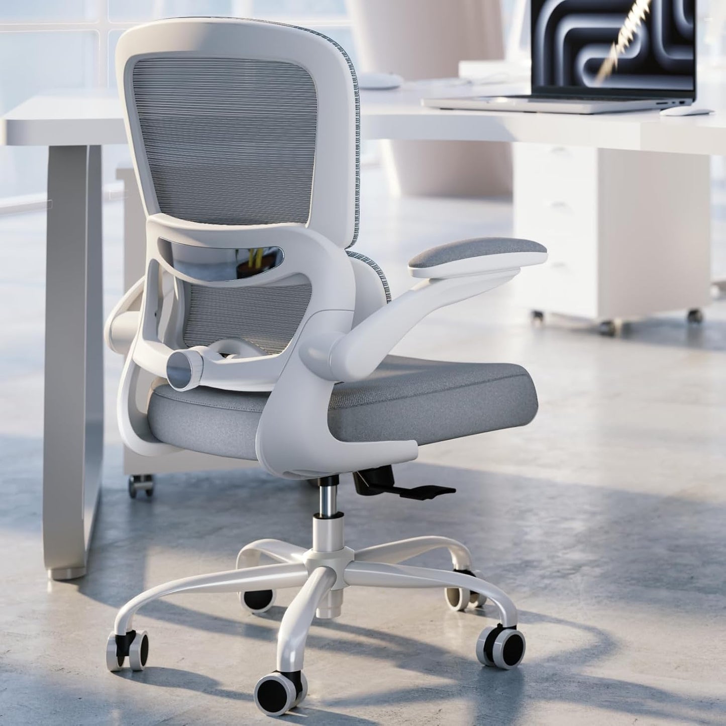 TRALT Office Chair - Ergonomic Desk Chair with Adjustable Lumbar Support, Mesh Computer Chair, Executive Chairs for Home Office Comfortable Lumbar Support (White)