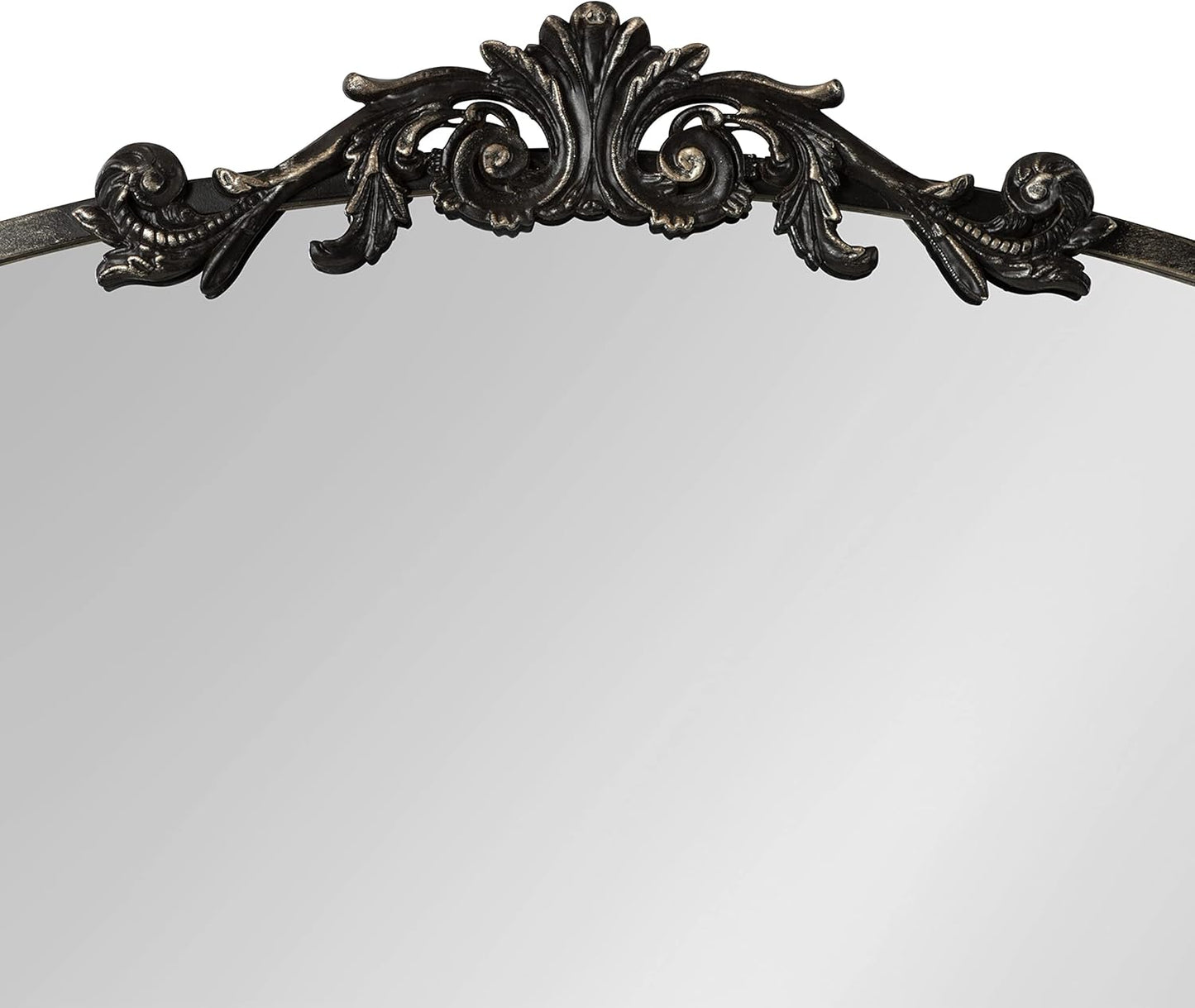 Kate and Laurel Arendahl Ornate Traditional Arched Mirror; 36 x 29; Black; Decorative Baroque Style Arched Wall Mirror with Wide Frame and Ornamental Crown