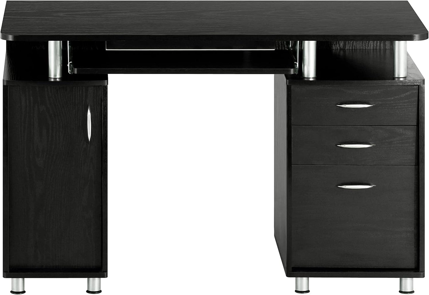 Techni Mobili 47.25" Ergonomic Computer Drawers & File Cabinet for Home Office Storage, Espresso Writing Desk