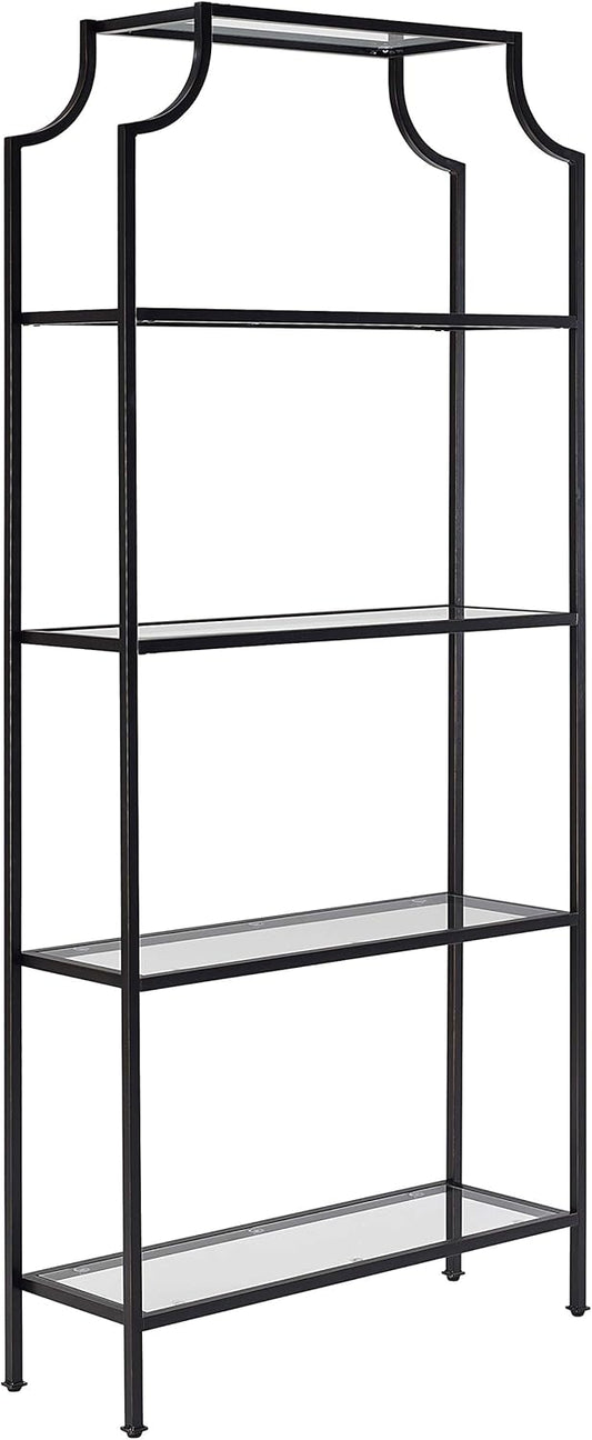 Crosley Furniture Aimee Bookshelf with Glass Shelves, Bookcase Storage, Oil-Rubbed Bronze