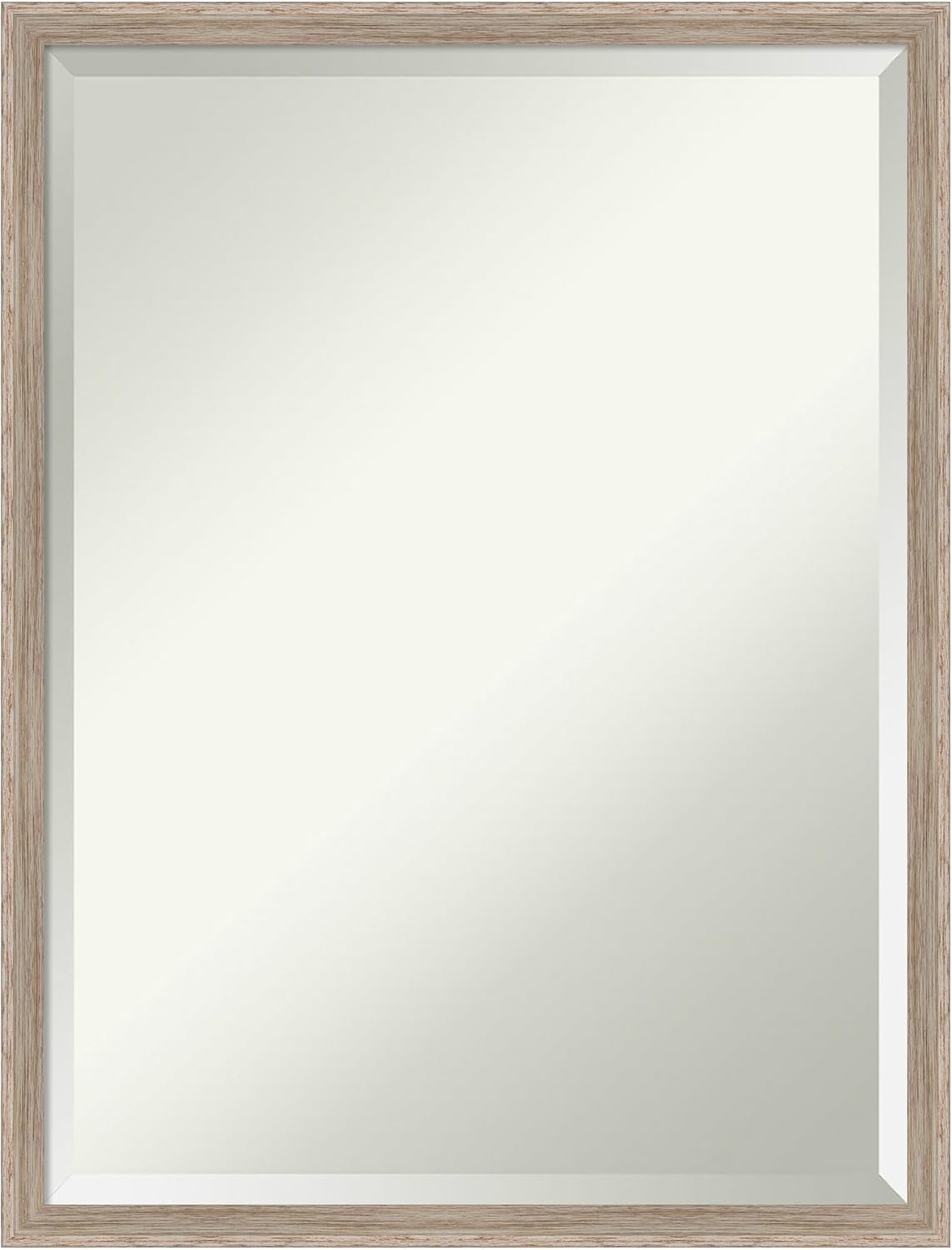Amanti Art White Bathroom Mirror for Over Sink, 25x19 Hardwood Wedge White Wash Rectangle Vanity Mirror, Medium Country Rustic Wood Frame, Hangs Horizonally and Vertically, Bathroom Wall Decor,