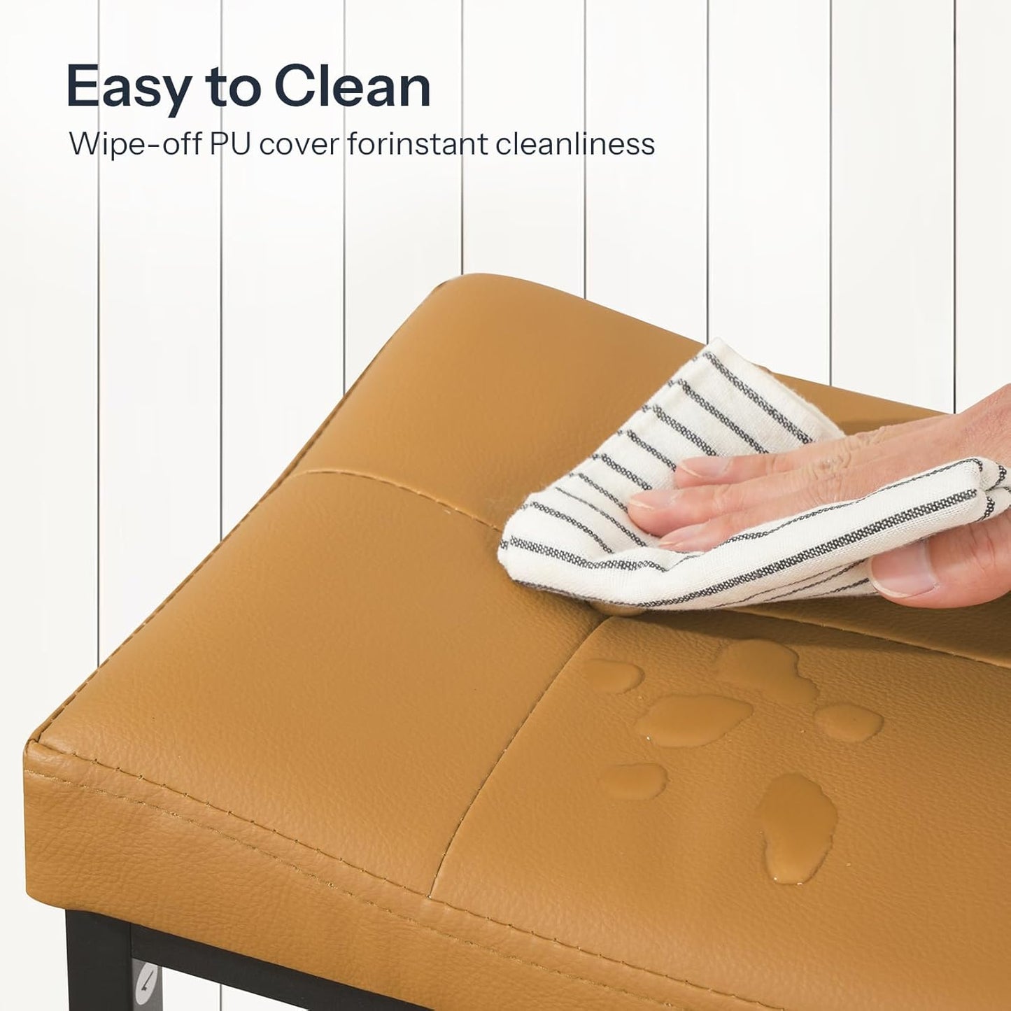 HOOBRO Bar Stools,25.4" Saddle Stools with PU Upholstery, Counter Height Stools with Footrest, Kitchen Breakfast Chairs, for Dining Room, Cafe, Bar, Brown and Black CB23BY01