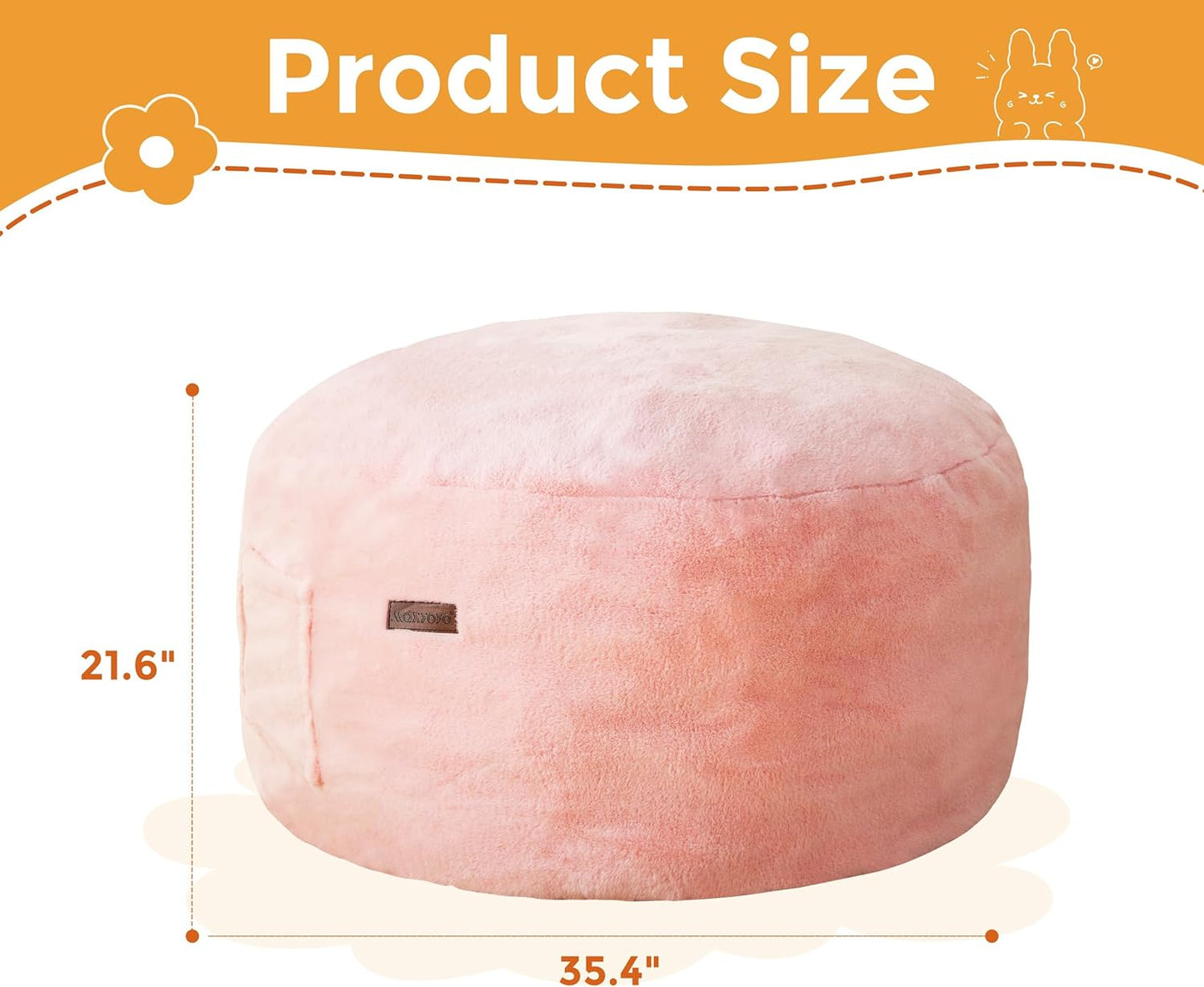 MAXYOYO Kids Bean Bag Chair, Stuffed Faux Fur Bean Bag for Toddler, Ultra Soft Floor Sofa with High-Density Foam Filling, Lazy Chair for Living Room, Playroom, Nursery Room