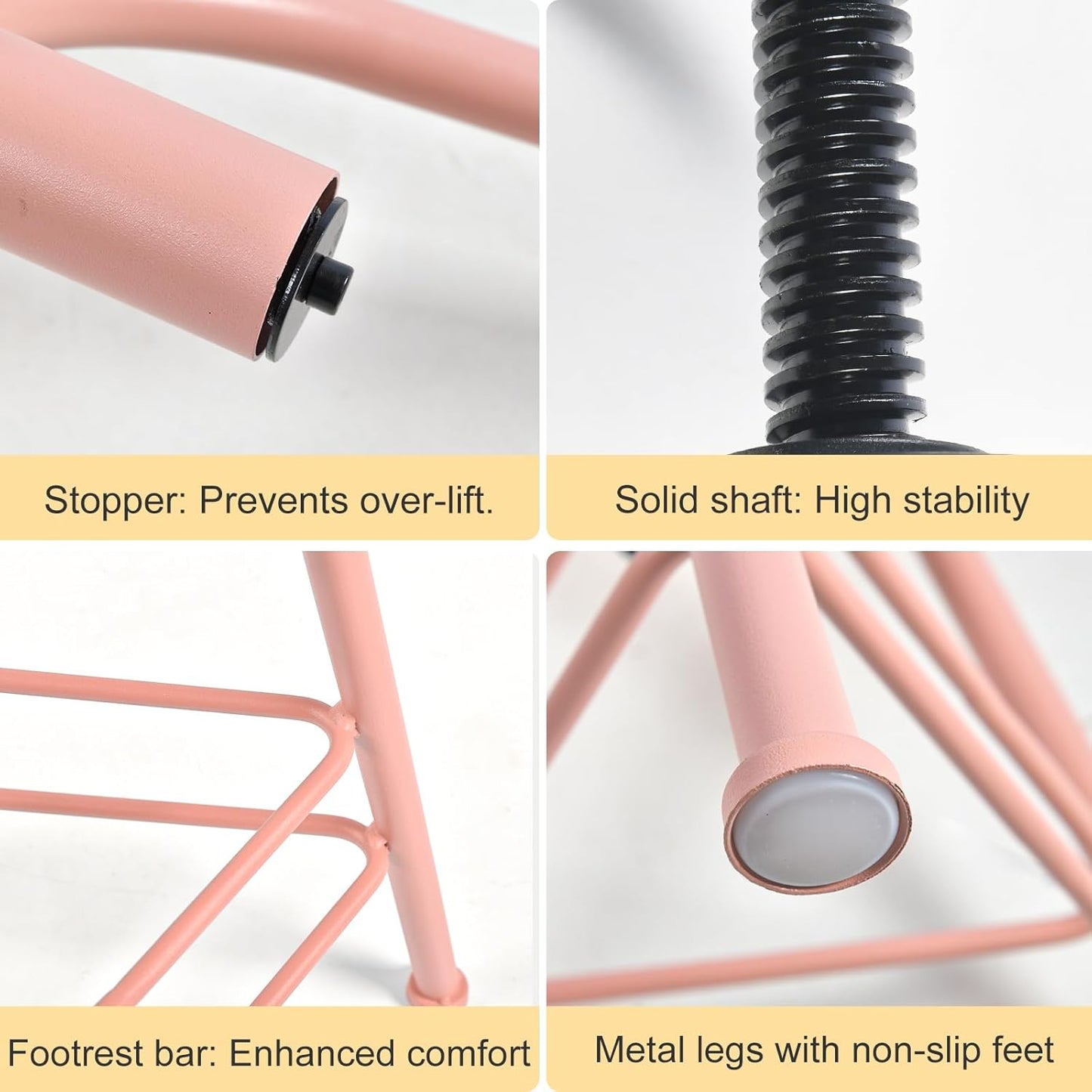 Set of 2 Modern Bar Stools-24.4-28.3 Counter Height Adjustable Patio Stool-Industrial Dining Stool for Home Kitchen-Retro Cafe Chairs with Swivel Wooden Seat