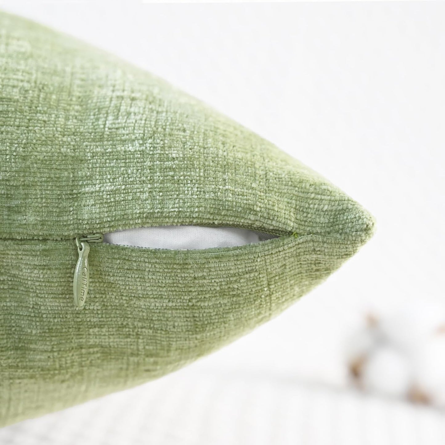 CaliTime Throw Pillow Covers Decorative 16 X 26 Inches Pack of 2 Cozy Chenille Cushion Cases for Couch Sofa Bed Living Room Home Sage Green