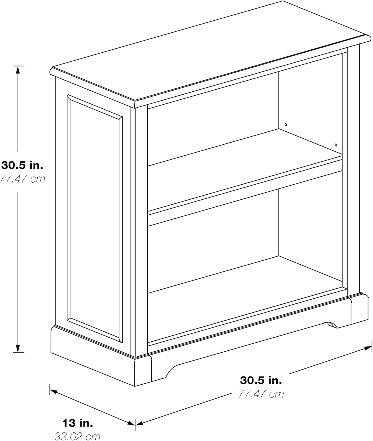 OSP Home Furnishings Country Meadows 2-Shelf Bookcase, Plantation Grey