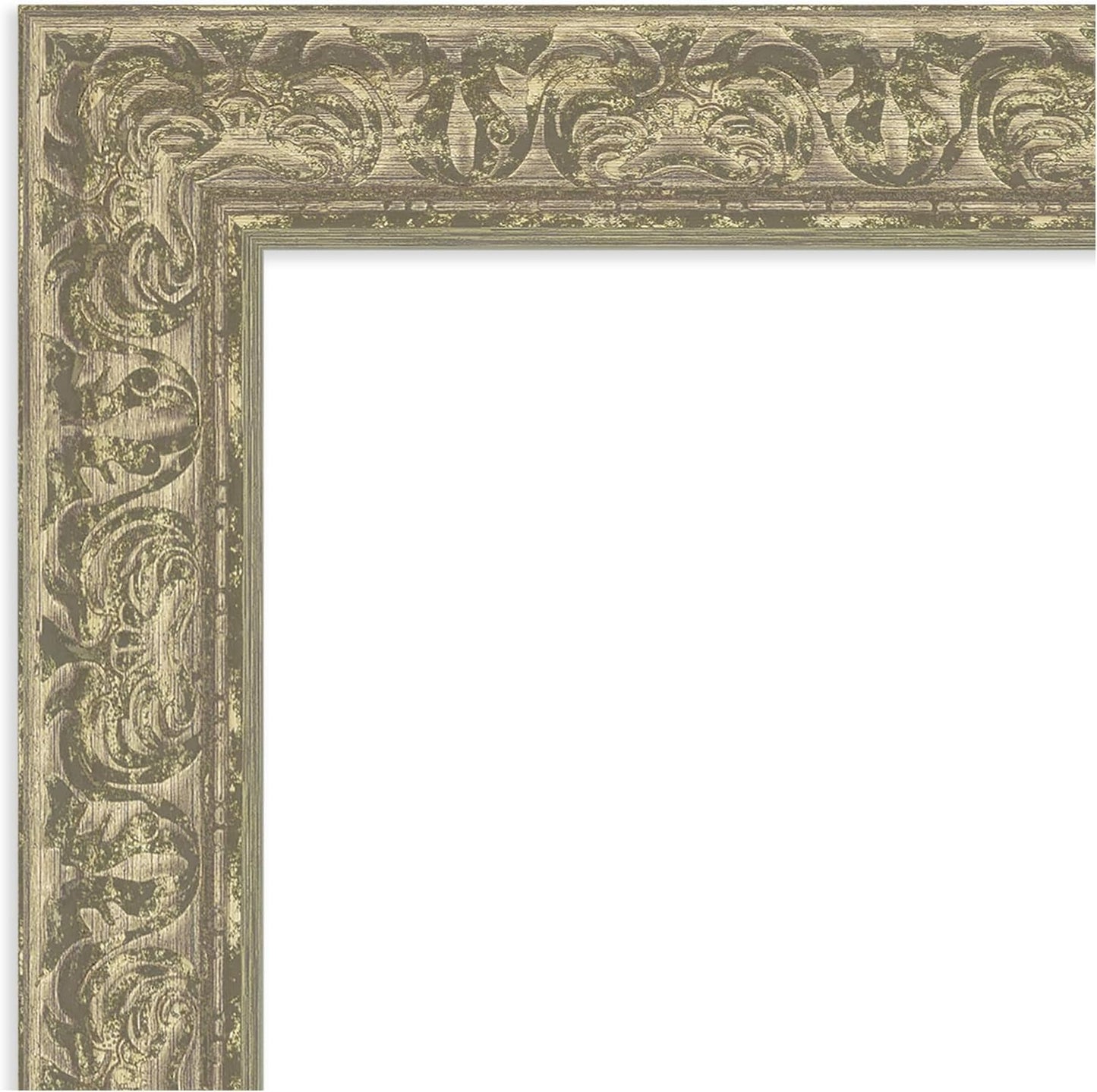 Amanti Art Silver Bathroom Mirror for Over Sink, 27x27 Luxe Antique Silver Square Vanity Mirror, Medium Traditional Frame, Hangs Horizonally and Vertically, Bathroom Wall Decor, Beveled Edge