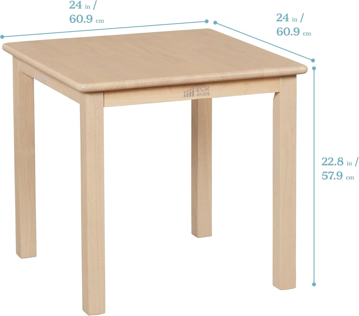 ECR4Kids 24in x 24in Hardwood Table and Chair Set2in Seat Height, Kids Furniture, Antique White