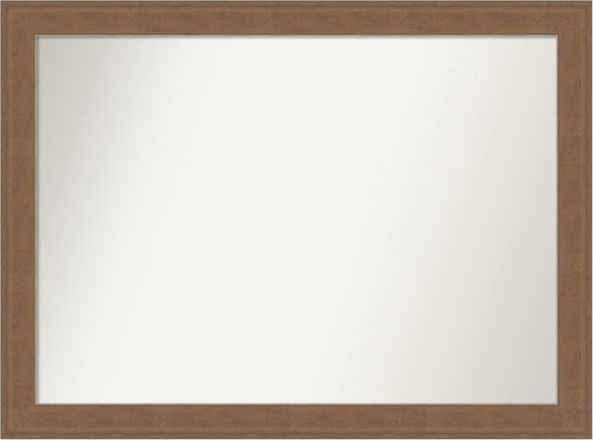 Amanti Art Brown Bathroom Mirror for Over Sink, 32x43 Alta Medium Brown Rectangle Vanity Mirror, X-Large Country Rustic Frame, Hangs Horizonally and Vertically, Bathroom Wall Decor, Non-Beveled Edge