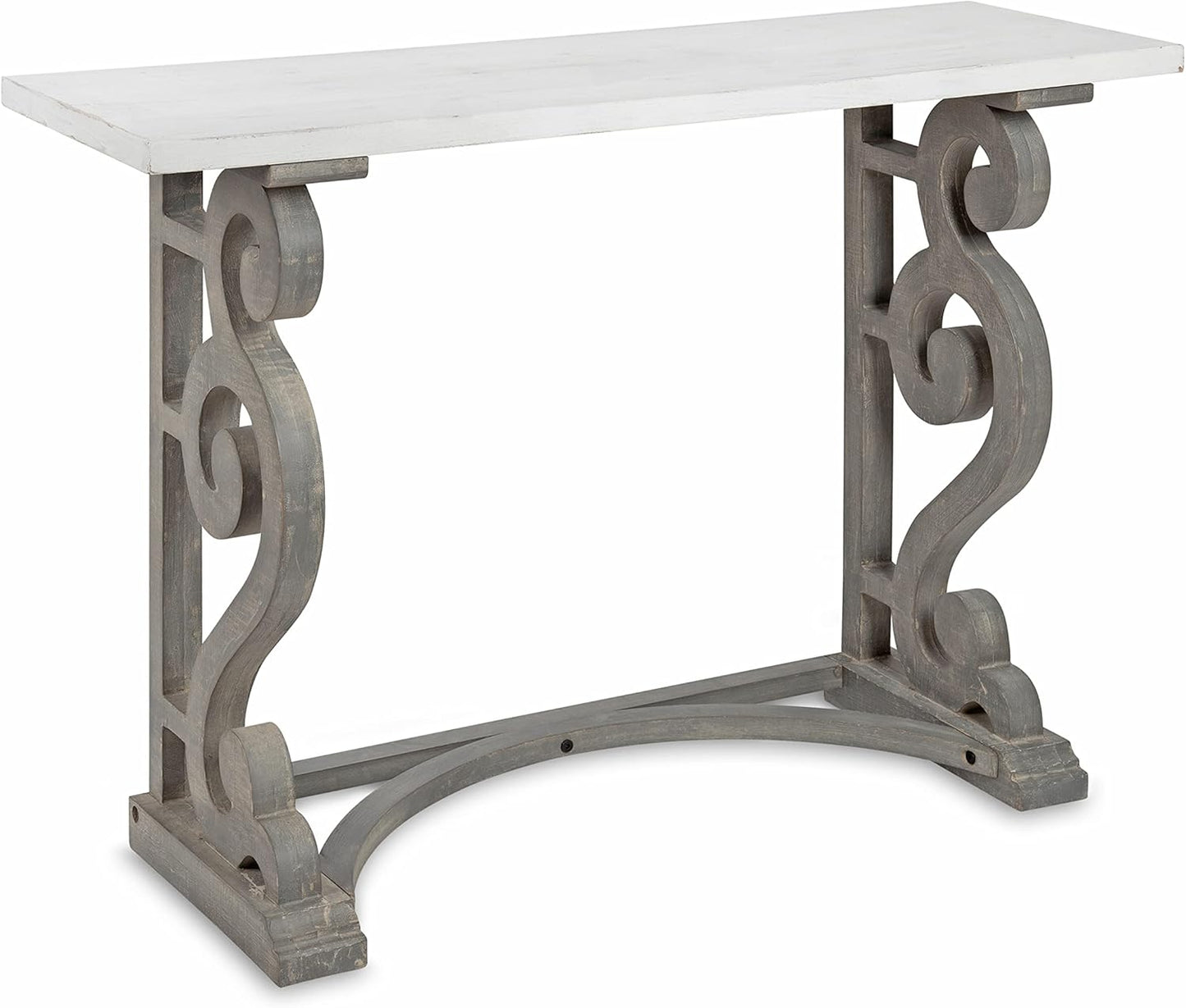 Kate and Laurel Wyldwood Solid Wood Farmhouse Console Table, Distressed White and Rustic Gray