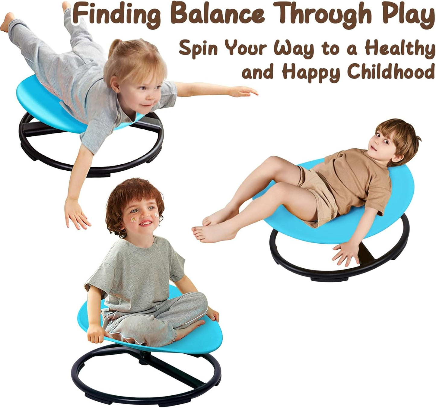 Kids Sensory Spinning Chair for Autism Ages 3+, Sit and Spin Swivel Chair for Kids with ADHD, Sensory Chairs for Autistic Children, Sensory Toys for Motion Sickness Relief, Balance Training (Blue)