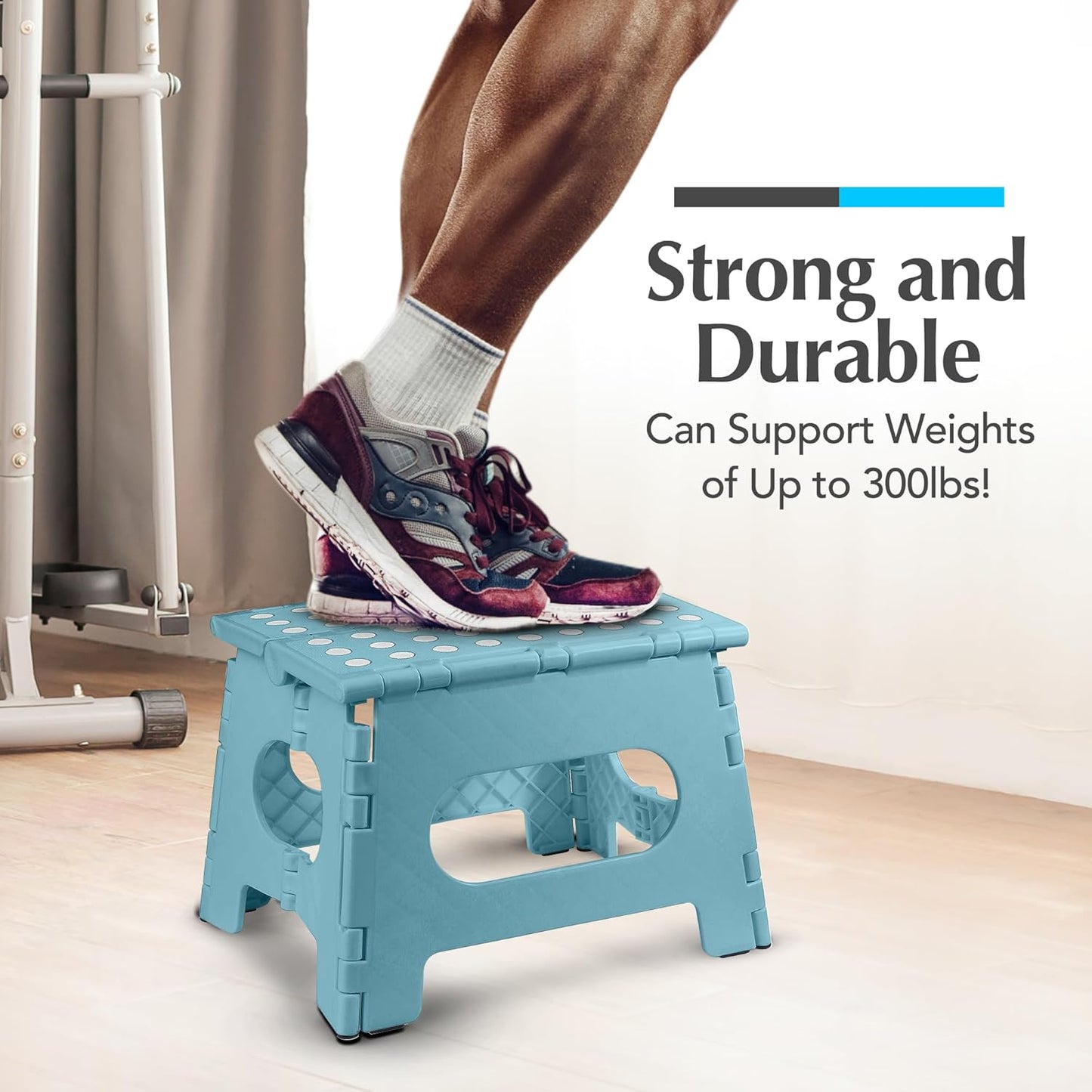 Handy Laundry - Folding Step Stool - Sturdy Enough Collapsible Stool to Support Adults and Safe Enough for Kids - Opens Easy with One Flip - Great for Kitchen, Bathroom or Bedroom (Teal - 9 Inch)