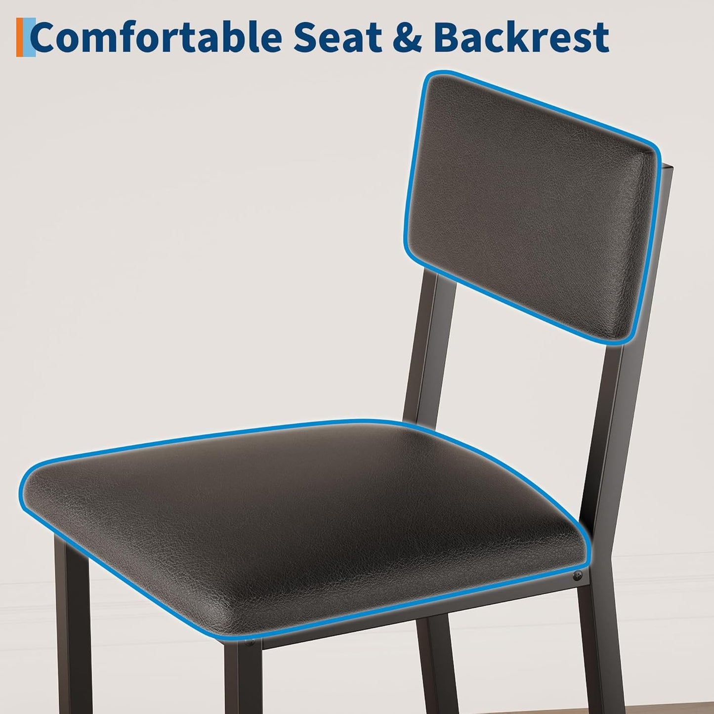 IDEALHOUSE Dining Table Set for 4 w/Footrest & Corner Protector, 5-Piece Kitchen Table Set with Counter Height Table & 4 Upholstered Bar Stools, for Kitchen Room, Apartment, Pub, Retro Gray