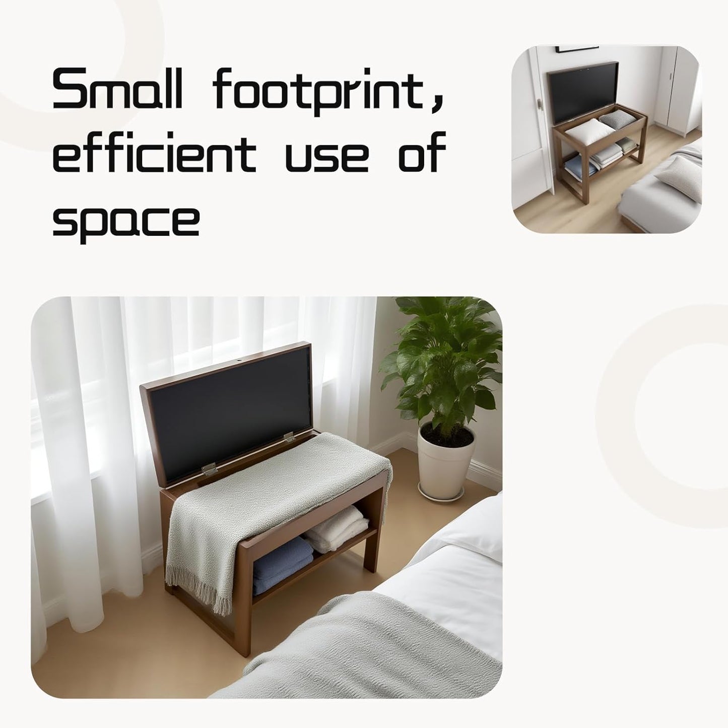 2-Tier Wood Shoe Bench with Flip-Top Storage Cabinet, 23.6", Entryway Bench with Shoe Storage, Front Door Shoe Rack（Walnut）