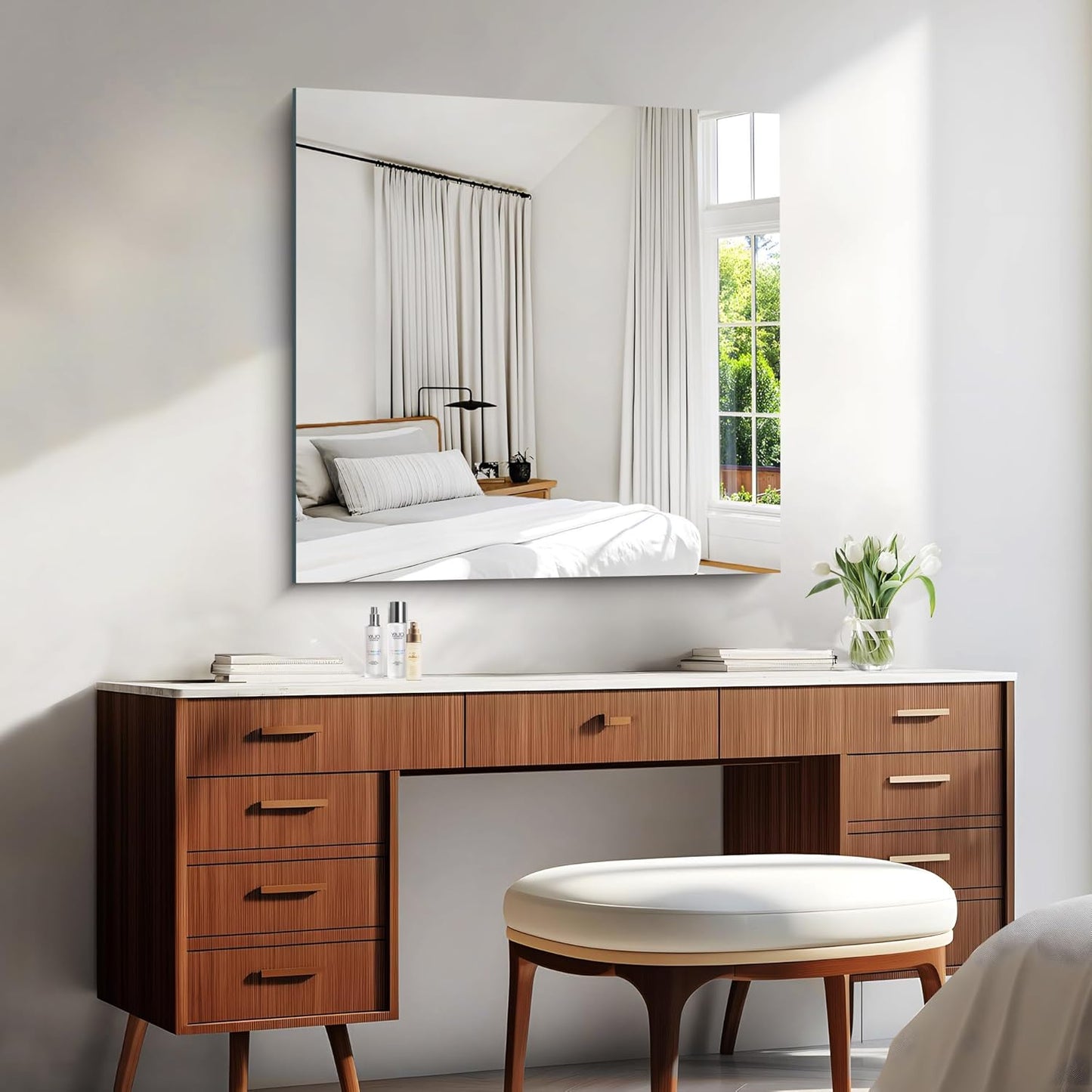 KOCUUY Frameless Mirror, 30"x30" Square Rectangle Vanity Mirror for Over Sink, Upgraded Shatterproof Unframed Design for Bedroom, Living Room, Entryway