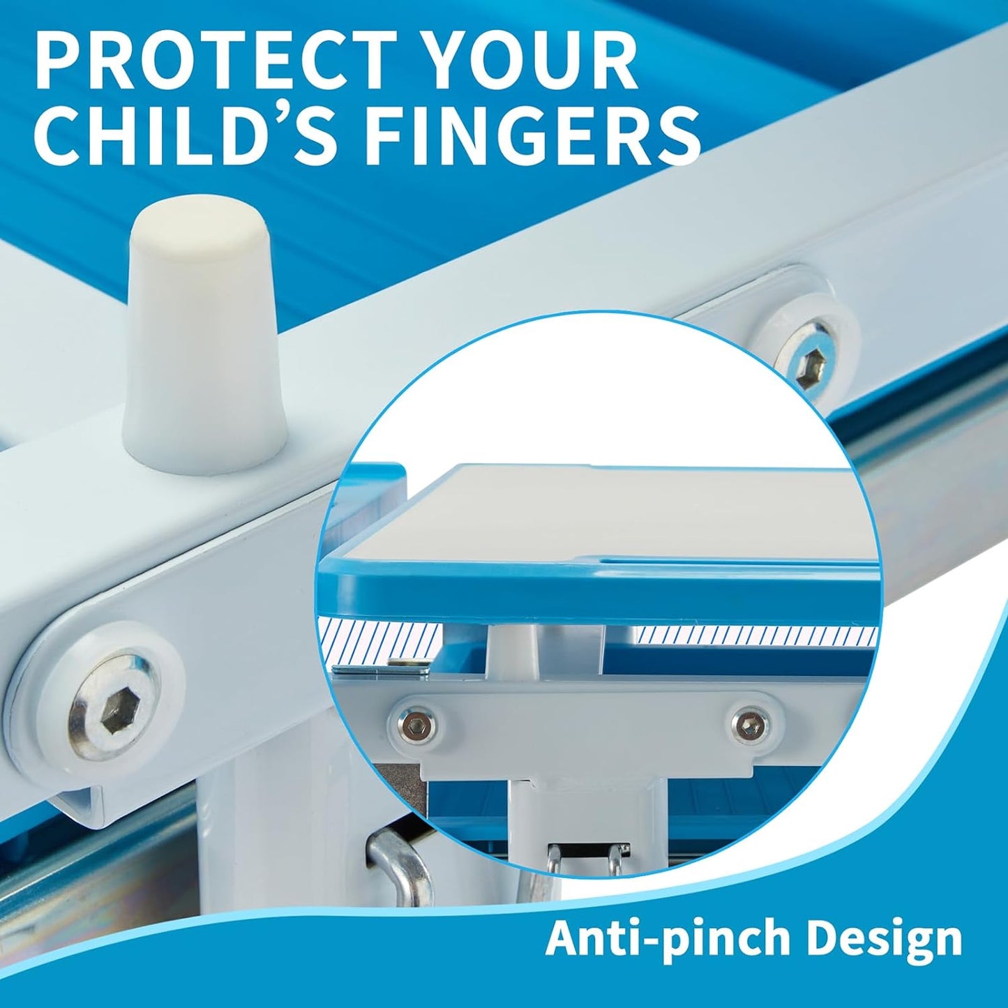 Diroan Kids Functional Desk and Chair Set, Ergonomic Height Adjustable Children School Study Desk with Tilt Desktop, Book Stand, LED Light, Metal Hook and Storage Drawer for Boys Girls(Blue)