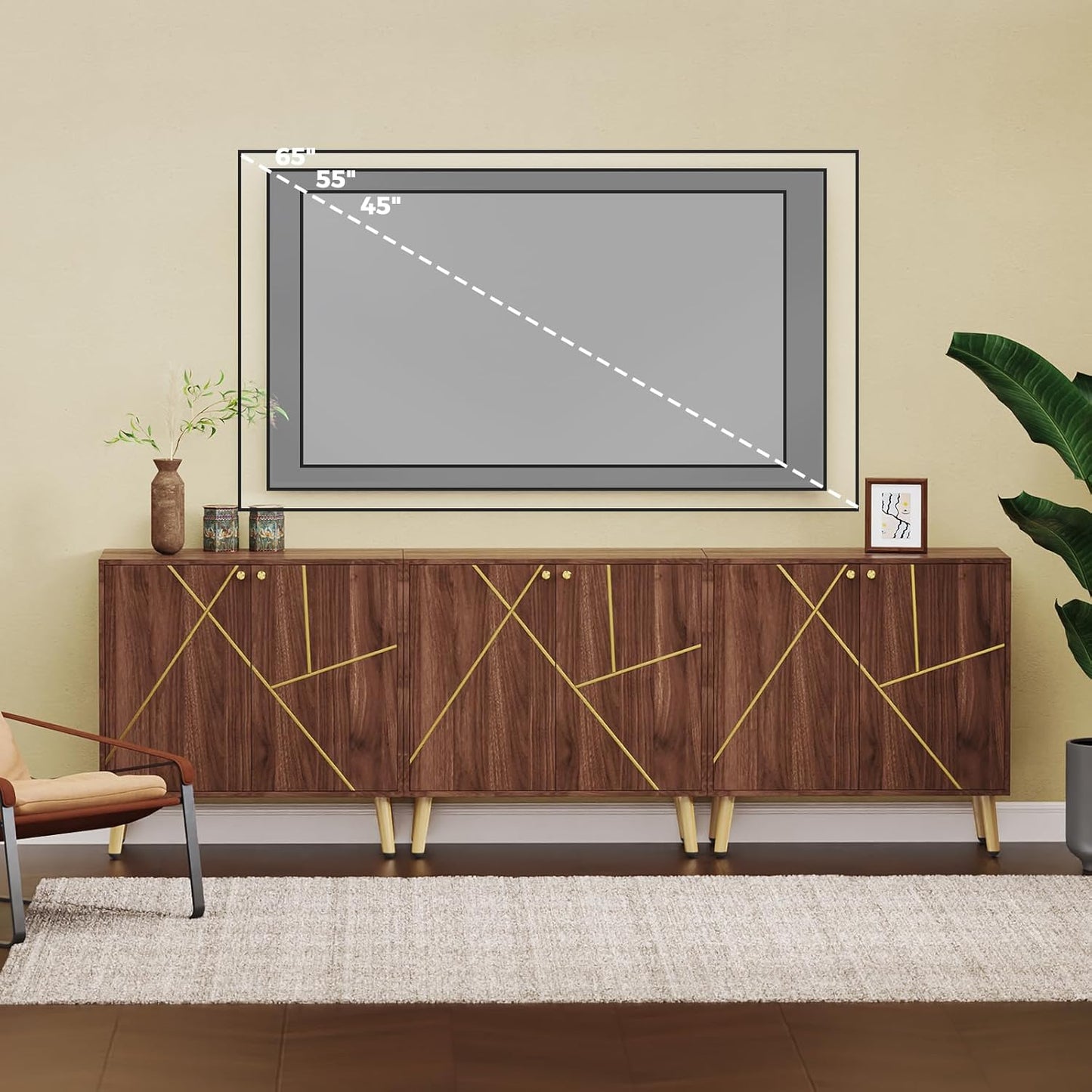 Storage Cabinet, Free Standing Buffet Cabinet, Morden Sideboard and Buffet Storage, Wood Accent Cabinet for Living Room, Hallway, Entryway (1, Brown)