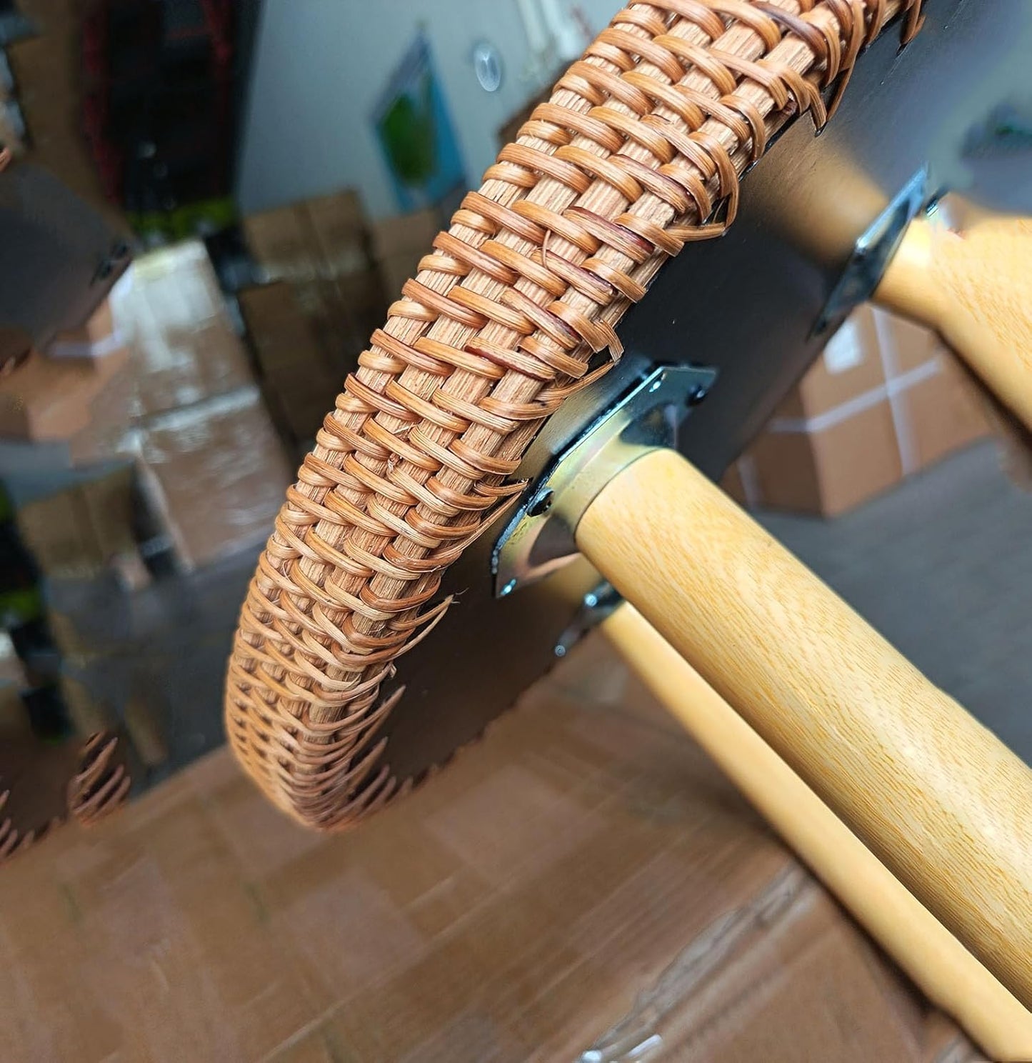 Rattan Round Side Table, Mother of Pearl Inlay Table,Round End/Side Tables for Living Room, Bedrooms, Pedestal Plant Stand for Balcony (Green)