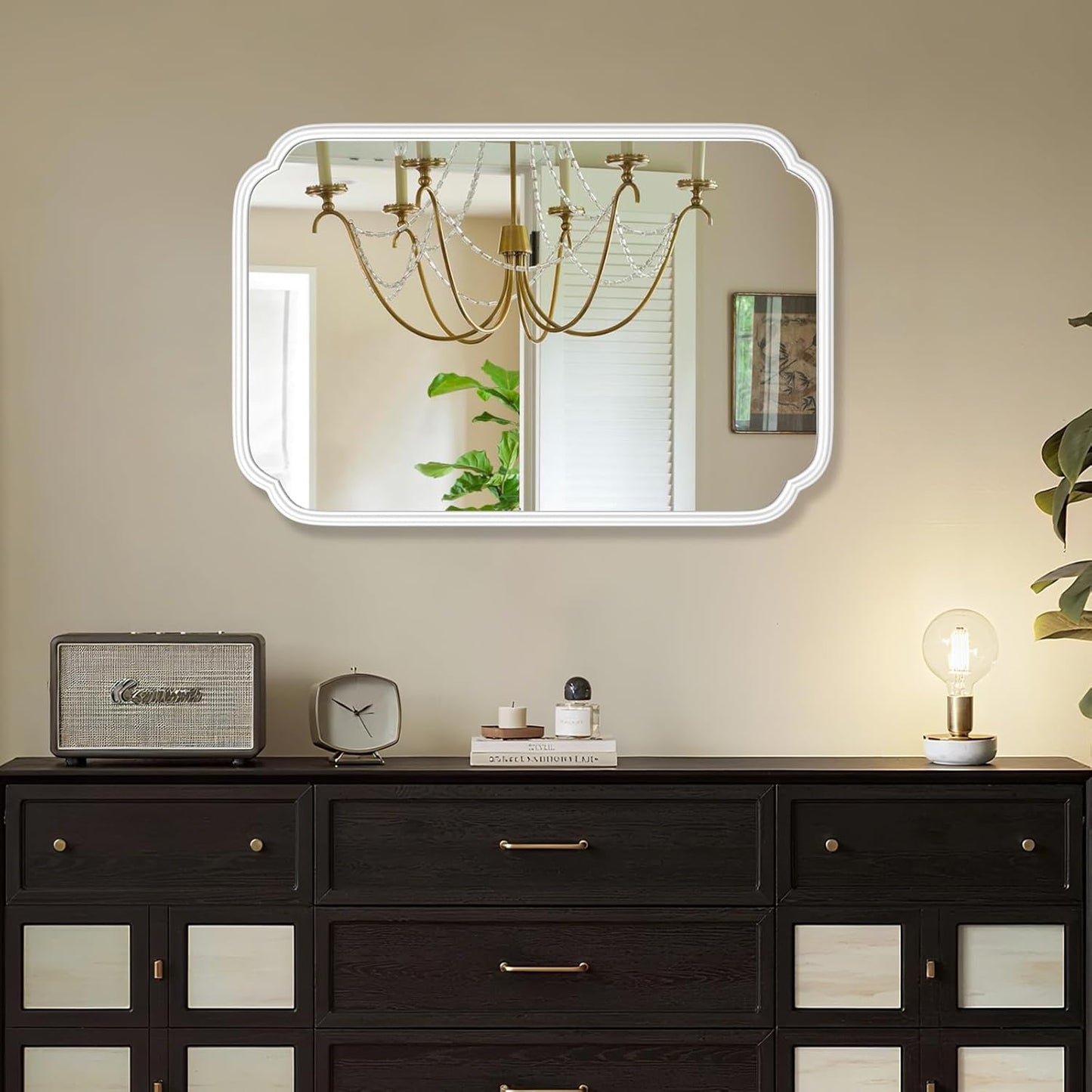 White Bathroom Mirror for Wall 20×30 Inch - Multi-Size Durable Iron Frame, Shatterproof Glass, Versatile for Bathroom/Bedroom/Living Room Decor (Horizontal or Vertical Mount)