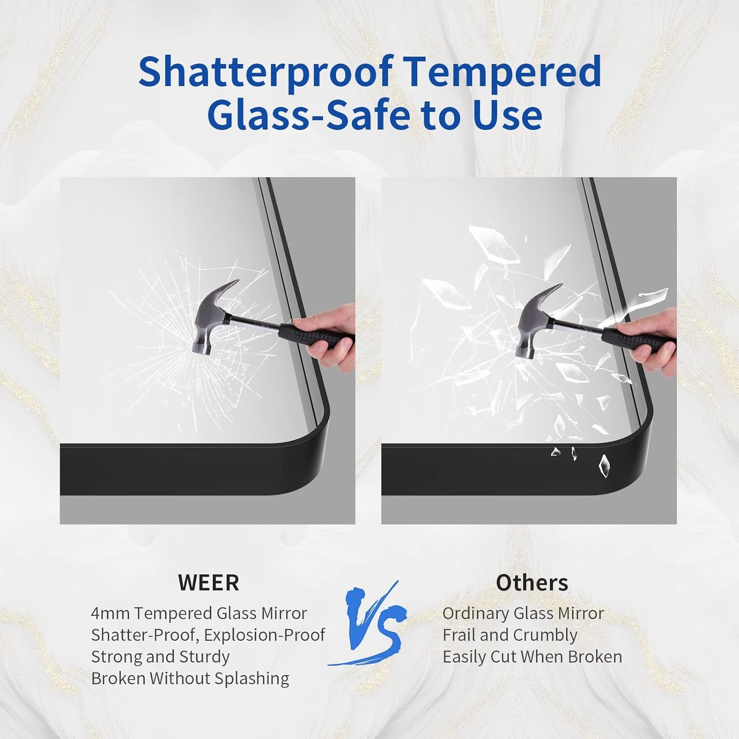 WEER Black Bathroom Mirror for Wall, 60X40 Inch Matte Black Mirror, Rectangular Black Metal Framed Vanity Mirror with Tempered Glass, Rounded Corner, Anti-Rust (Horizontal/Vertical)