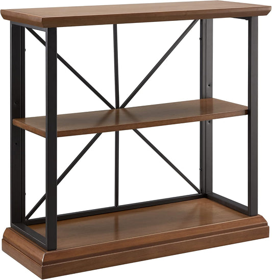 Leick Home 11832-WLGM Finnick Mixed Metal and Wood Adjustable Bookshelf, Willow/Gunmetal