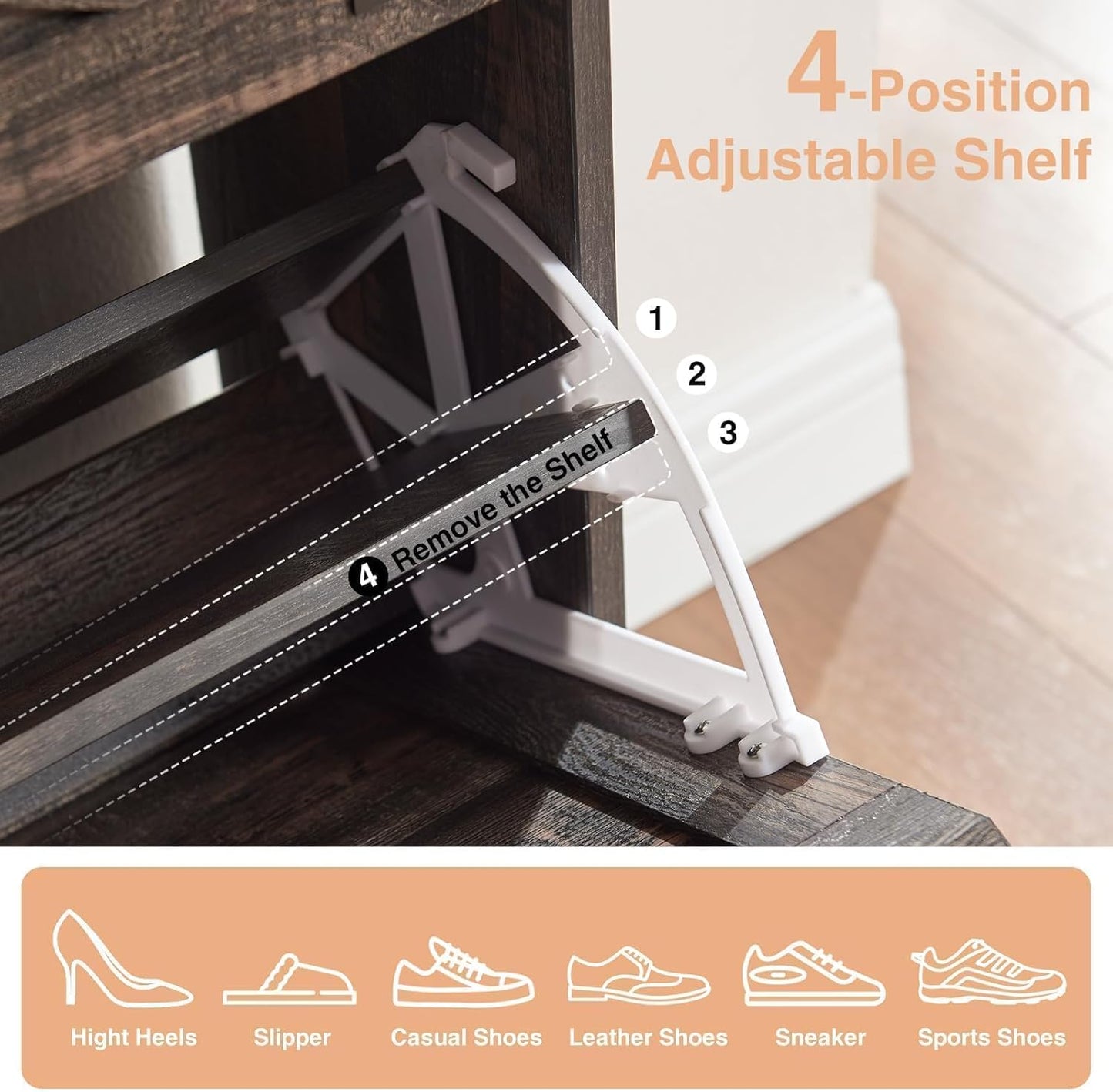 Shoe Storage Cabinet,Farmhouse Shoe Organizer with 2 Flip Drawers & Barn Door Design,Freestanding Hidden Slim Narrow Shoe Rack Cabinet for Entryway,Foyer,Hallway,Dark Oak