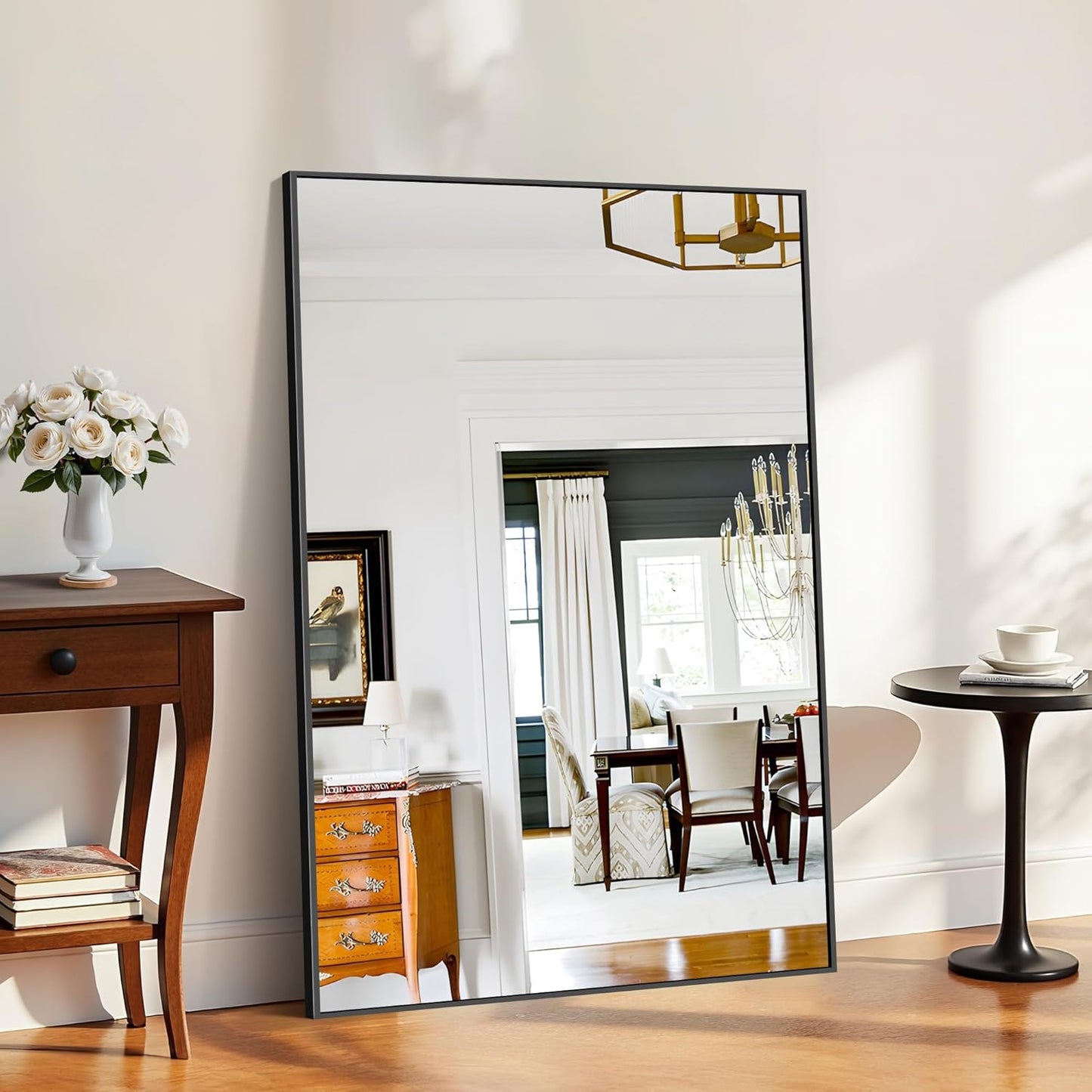 KOCUUY 60x40 Inch Large Black Wall Mounted Mirror,Aluminum Framed Decorative Rectangular Bathroom Mirror for Wall Over Sink,Vanity Mirror for Bedroom Living Room Bathroom,Functional Oversized Mirror