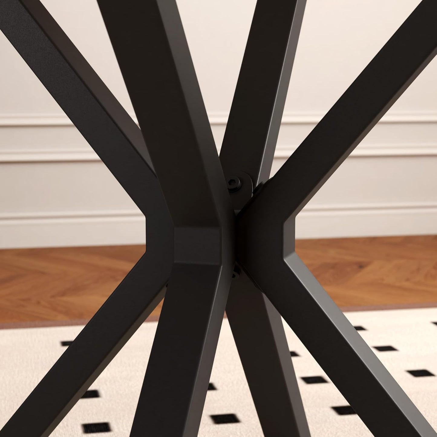 Round Faux Marble Dining Table Modern 32 Inch Kitchen Table with Black Metal Legs for Dining Room Kitchen