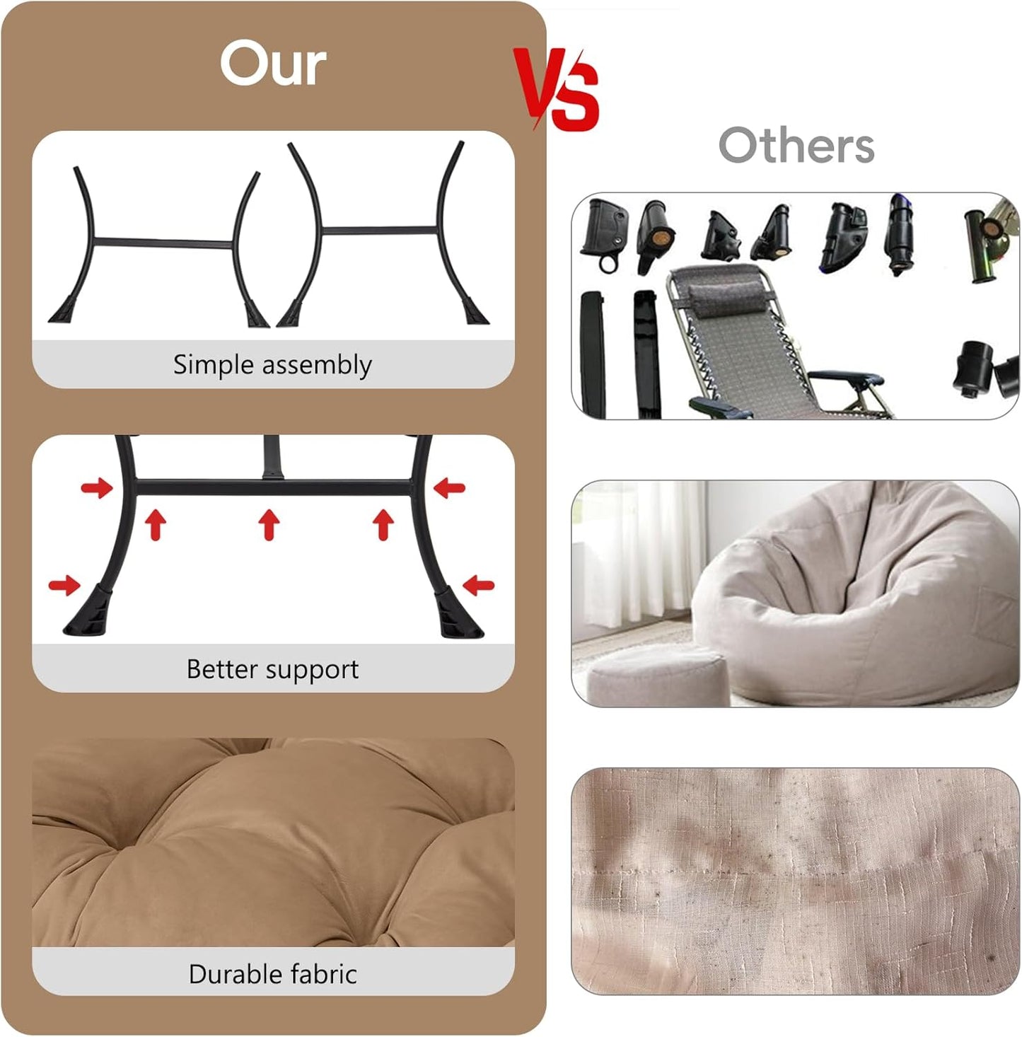 Lazy Chair with Folding Ottoman Modern Large Accent Chair,Contemporary Lounge Leisure Sofa Chair with Armrests Upholstered Sofa Armchair Reading Chair for Bedroom,Dorm & Office(Khaki-f)