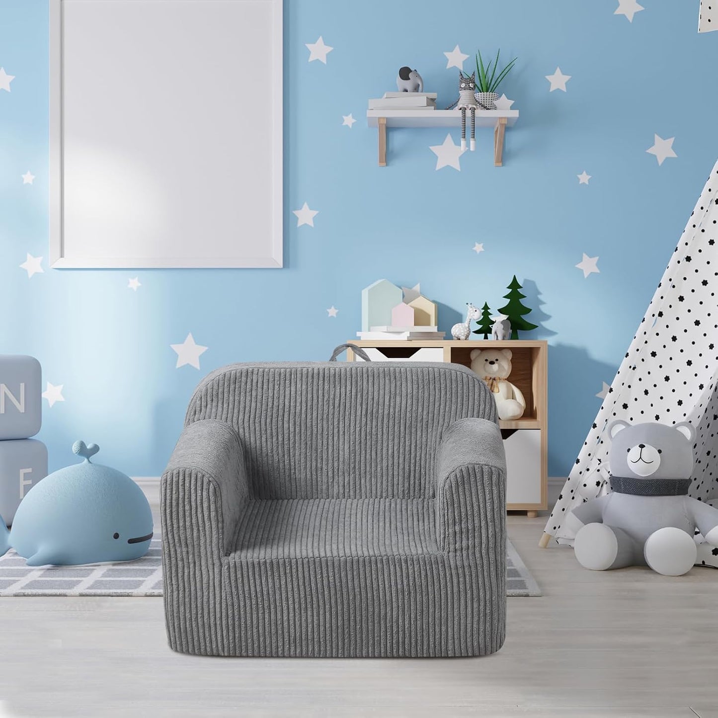 Getifun Foam Kids Sofa Chair, Comfy Toddler Couch,Soft Toddler Armchair for Boys and Girls (Gray)