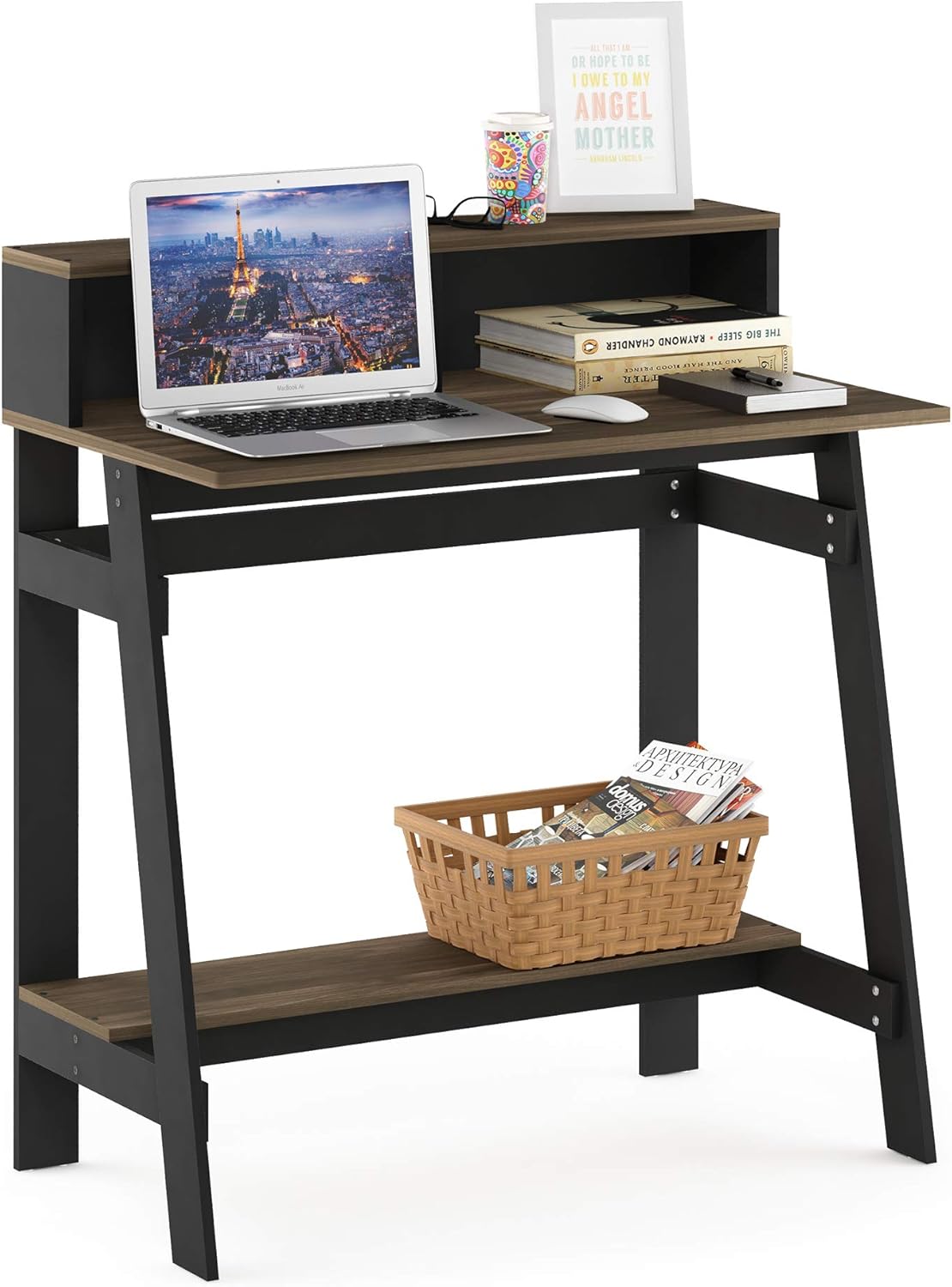 Furinno Simplistic A Frame Computer Desk, 17.9"D x 31.6"W x 35.5"H, Columbia Walnut