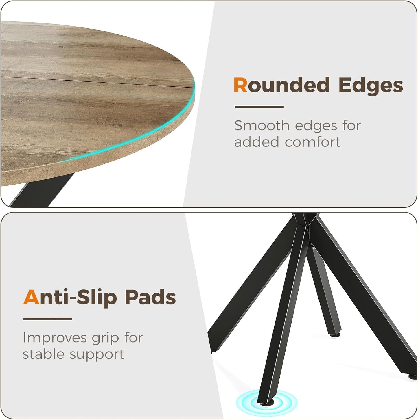 Unovivy 31.5" Small Round Dining Table for 2-4, Space Saving Circle Kitchen Dinner Table, Industrial Mid Century Modern Dining Room Desk for Kitchen, Apartment, Natural Oak