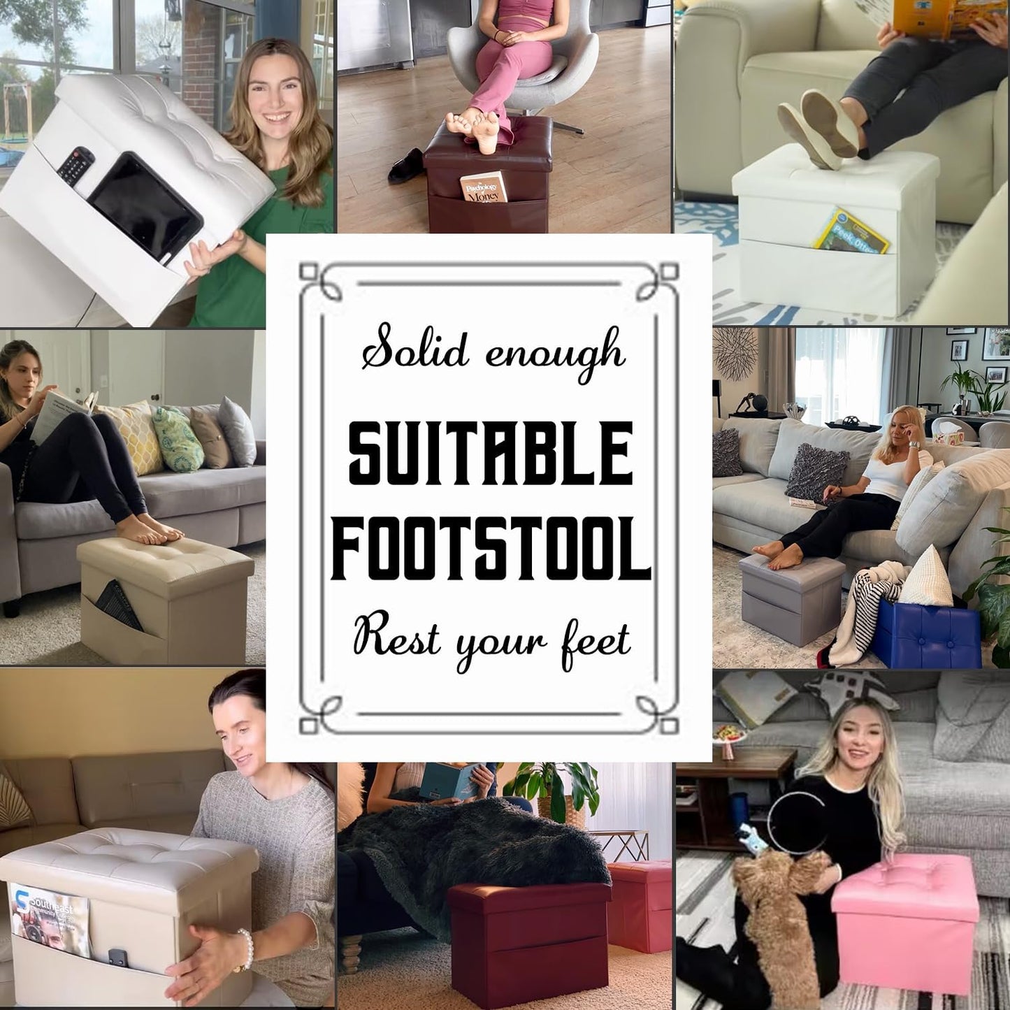 Ottoman Storage Ottoman Foot Rest Stool Foldable Bench with Storage Student Dormitory Bedroom and Entryway 16 X 12 X 12