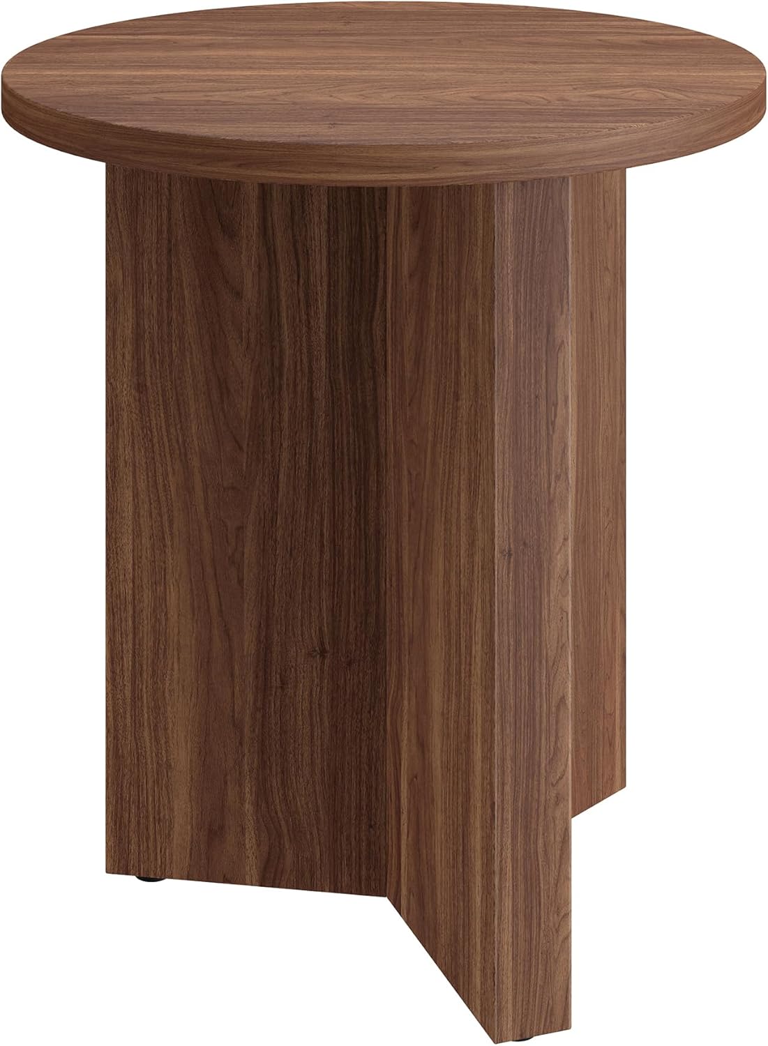 Henn&Hart 20" Wide Round Side Table in Satin Walnut, for Home, Living Room, Bedroom, Entertainment or Office