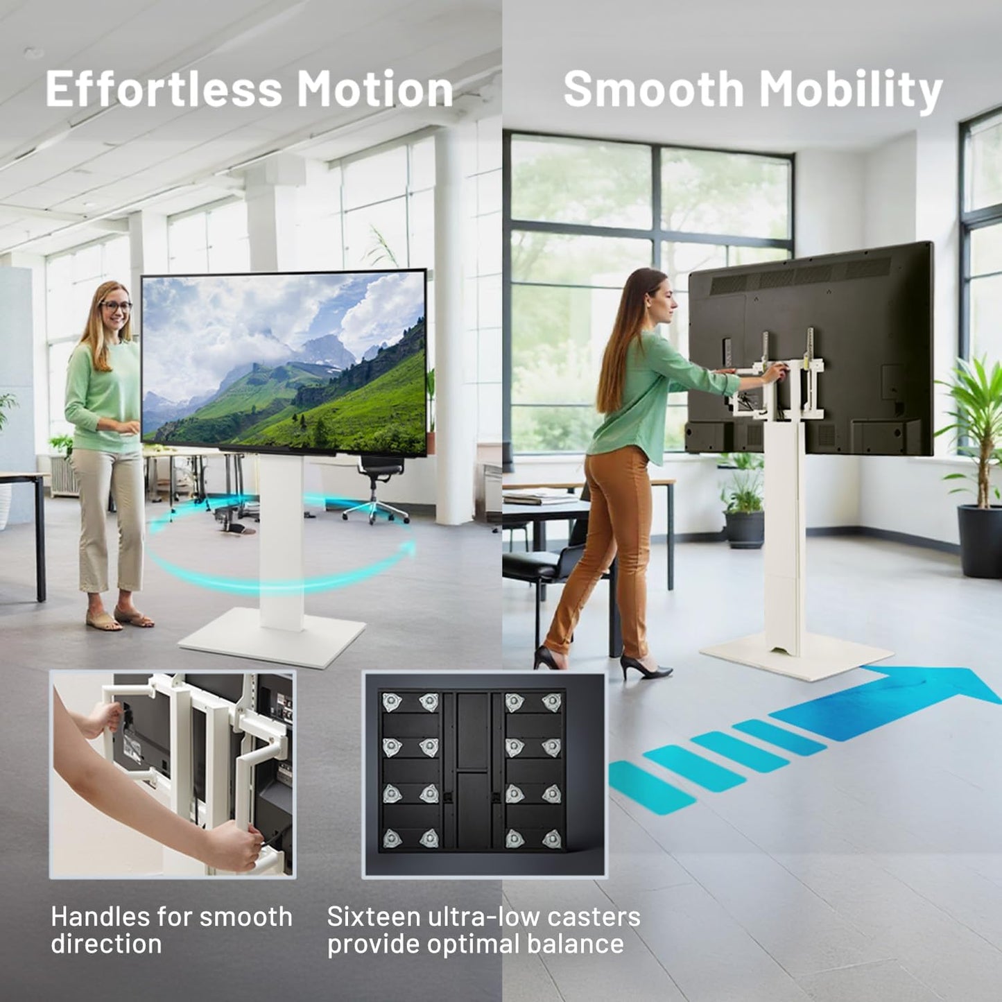 WALL V5 High Type | Minimalist Rolling TV Stand for 32–80 Inch | Satin Black | Portable, Space Saving, Height Adjustable, No Drill | for Living Room and Bedroom | Japan-Engineered Design