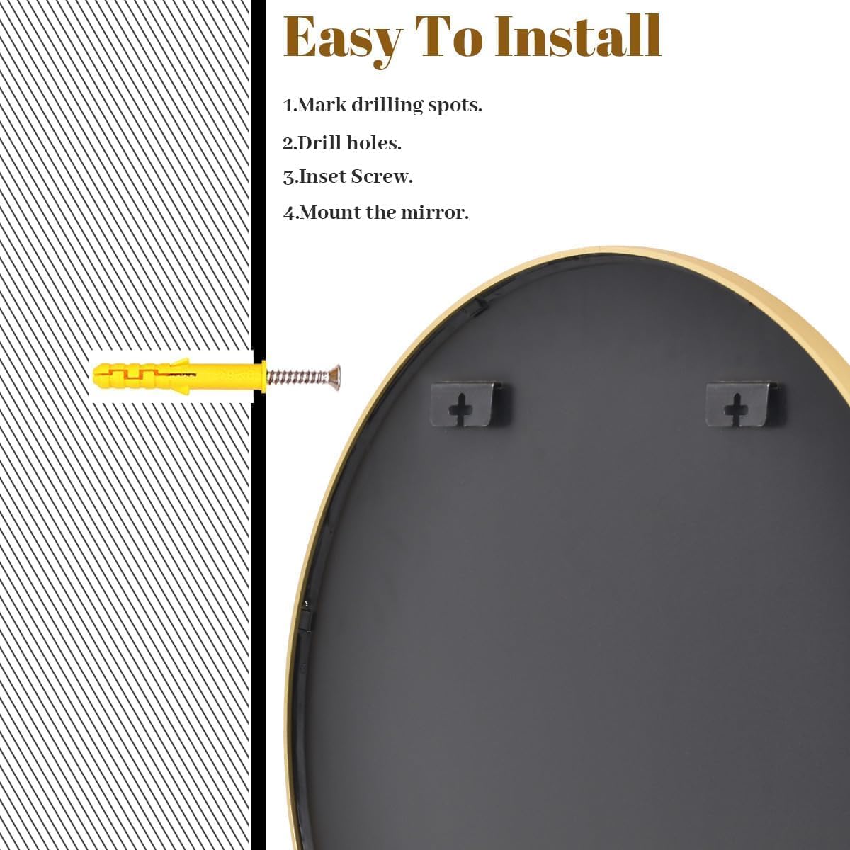 Black Round Bathroom Mirror, 42 inch Large Circle Wall Mounted Hanging Mirror with Simple Modern Circular Metal Frame for Hallway, Entryway, Living Room, Gold Frame