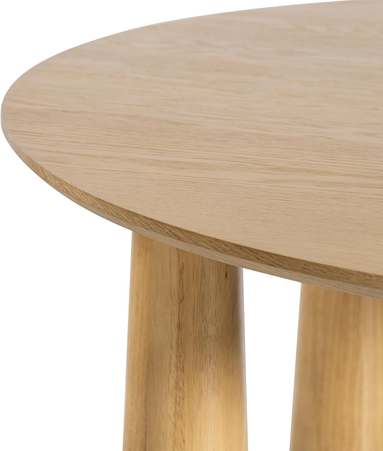 Casaphoria 59" Round Dining Table, Kitchen Table for 6 with Arc-Shaped Edge Top and Cylindrical Legs, Easy Assembly for Living Room, Dining Room, Oak