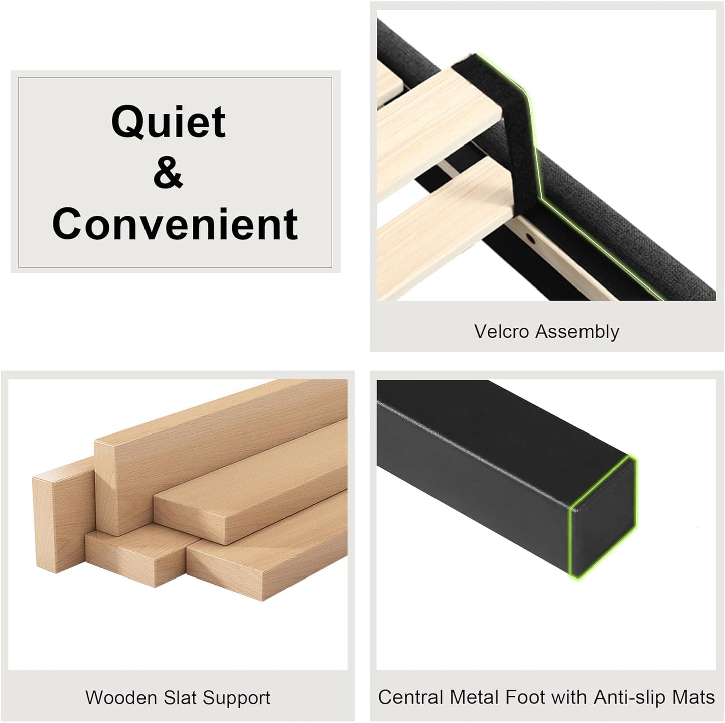 Feonase Twin Platform Bed Frame with Button Tufted Headboard, Upholstered Linen Bed with Wooden Slats Support, No Box Spring Needed, Noise-Free, Easy Assembly, Black