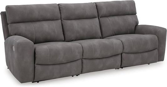 Signature Design by Ashley Next-Gen DuraPella Contemporary Faux Leather Modular Wall Hugger 3-Piece Power Reclining Sectional Sofa with Adjustable Headrest and USB Ports, Gray
