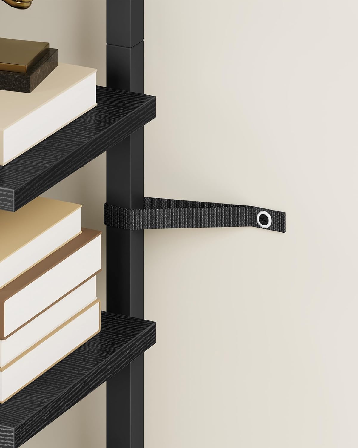 8-Tier Bookshelf, LED Bookcase with Semi-Open Bottom, Small Space Standing Shelf with Lights, Corner Storage Stand, for Living Room, Home Office, Bedroom, Black TSJ08DBB