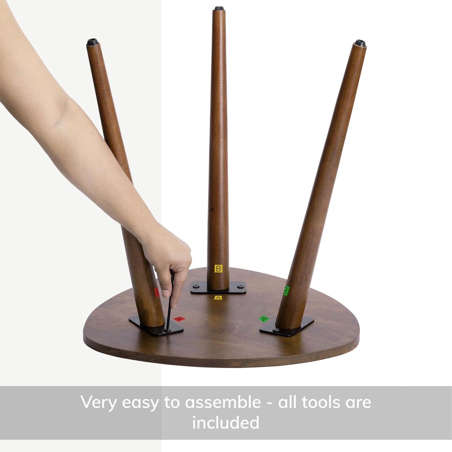 MH London Tri Pin Side Table I Handmade Natural Mango Wood, Naturally Moisture Resistant, Maintenance Free I 16" x 16" x 18" I Tora, Walnut