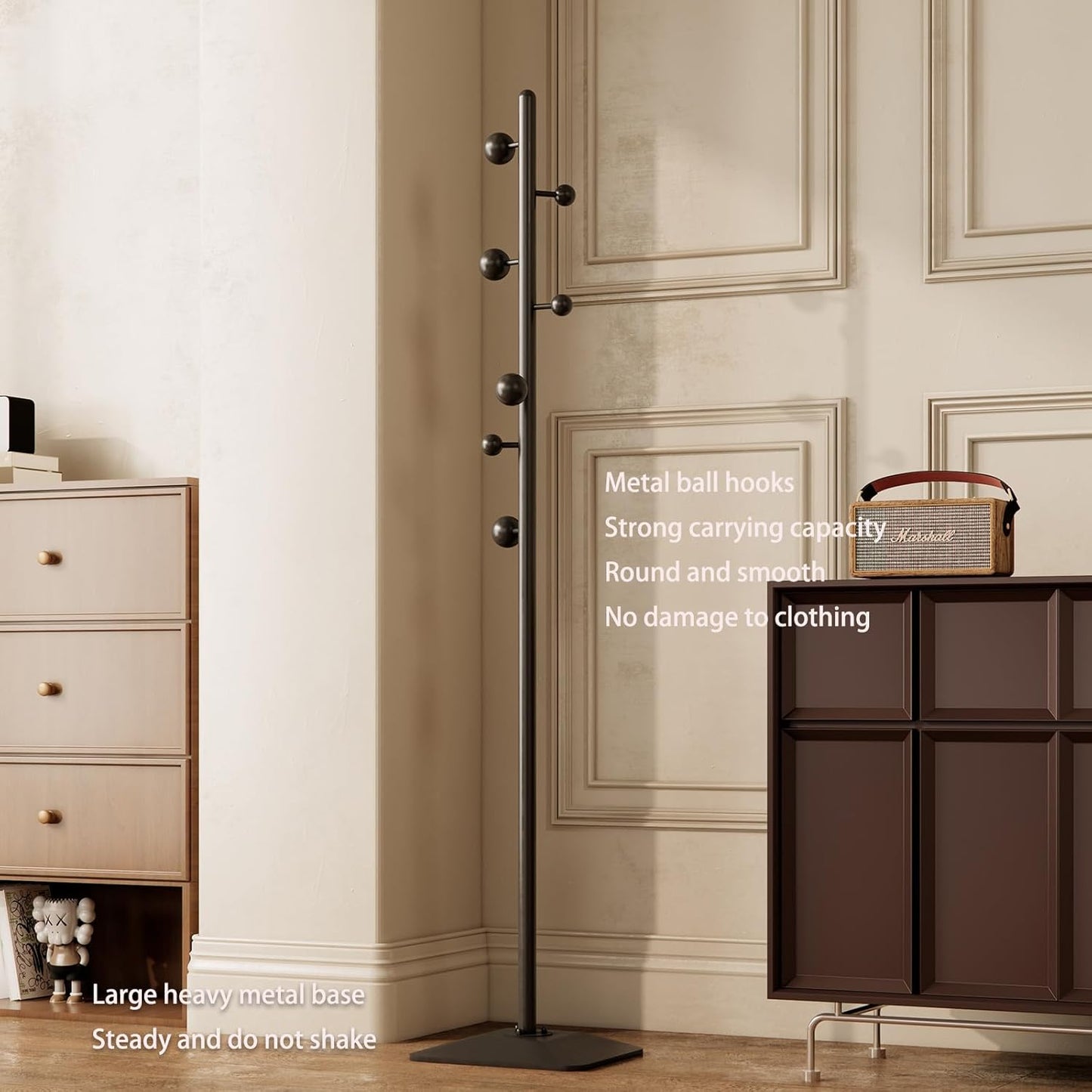 coat rack freestanding,coat rack stand with 7 Hooks and Metal Base for Bags, Hats.Coat Tree Coat Hanger Stand for Home Office Hall Entryway