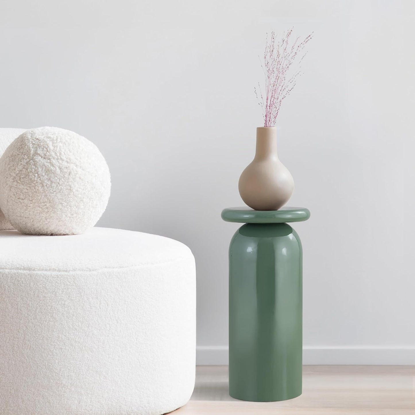 JONATHAN Y END1008A Miles 22.75" Mid-Century Modern Metal Sleek Cylinder Drink Table, Green for Living Room, Bedroom, Office, Bathroom