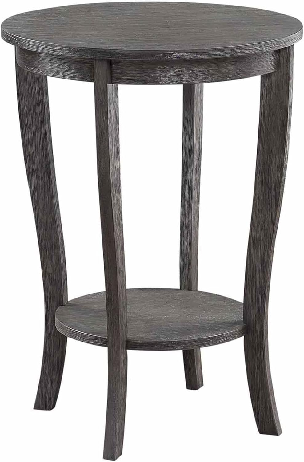 Convenience Concepts American Heritage Round End Table, Dark Gray Wirebrush