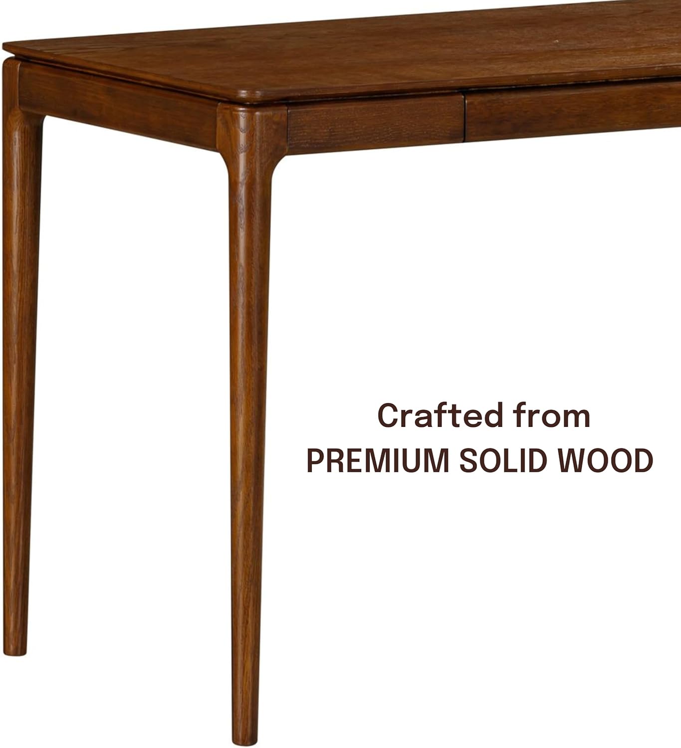 NTC Mingle Modern Wooden Rectangle Desk Table with Hidden Drawer – Waterproof & Heat Resistant, Dark Walnut