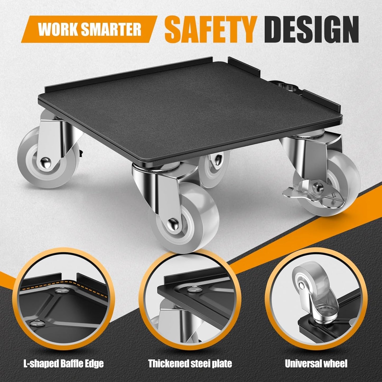 2000LBS Heavy Duty Furniture Dolly & Mover - 6.4" Carbon Steel Panel with 5X 360° Wheels, Non-Slip Sliders & Lifter for Sofa, Piano, Appliances (Gray)